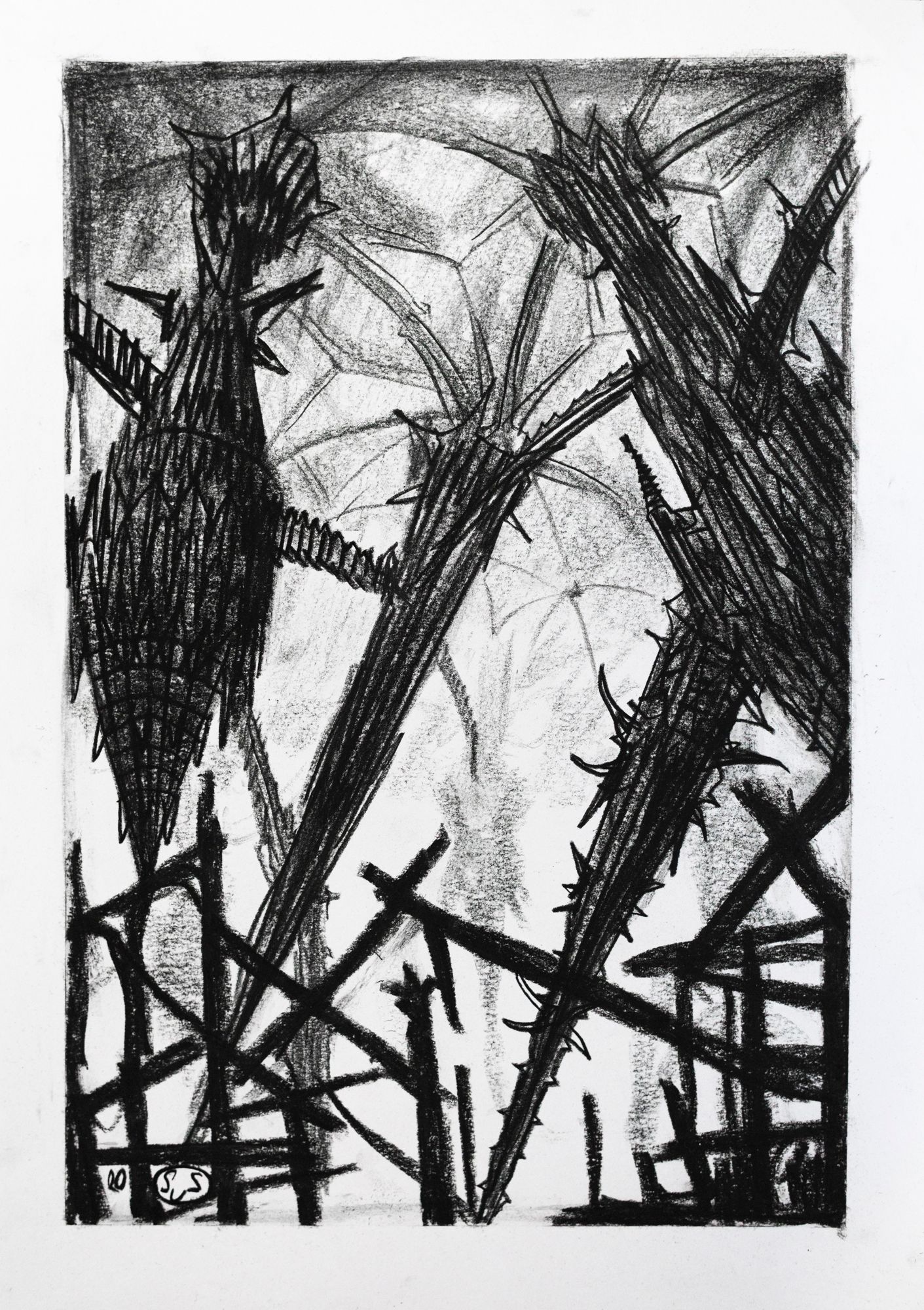 (S_S ) Soldat der Schönheit (Авторская графика - 
                  30 x 42 см) Kuppel der Dunkelheit / Купол Мрака