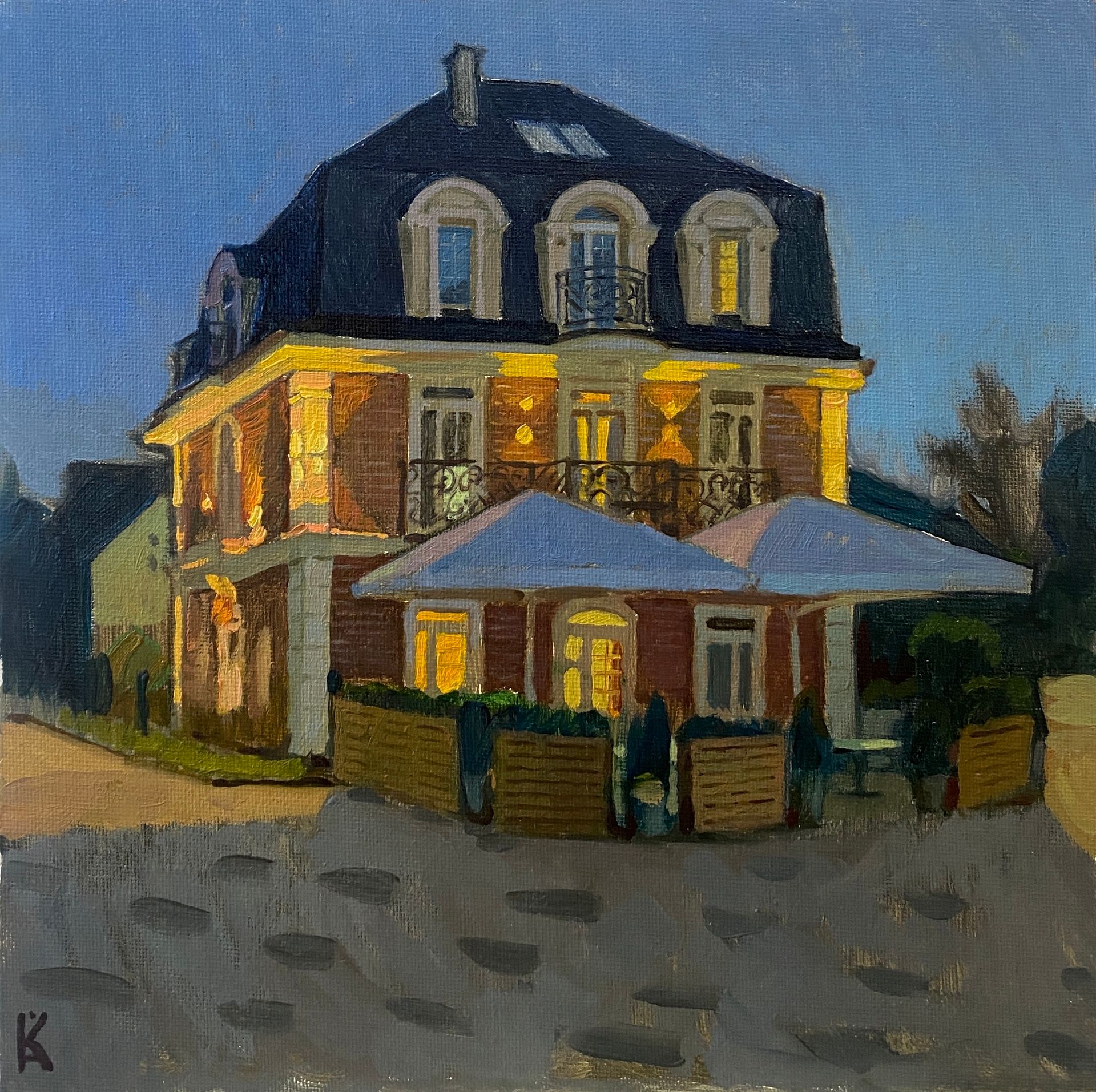 Алексей Кротов (Авторская графика - 
                  25 x 25 см) Ночное кафе в Зеленоградске