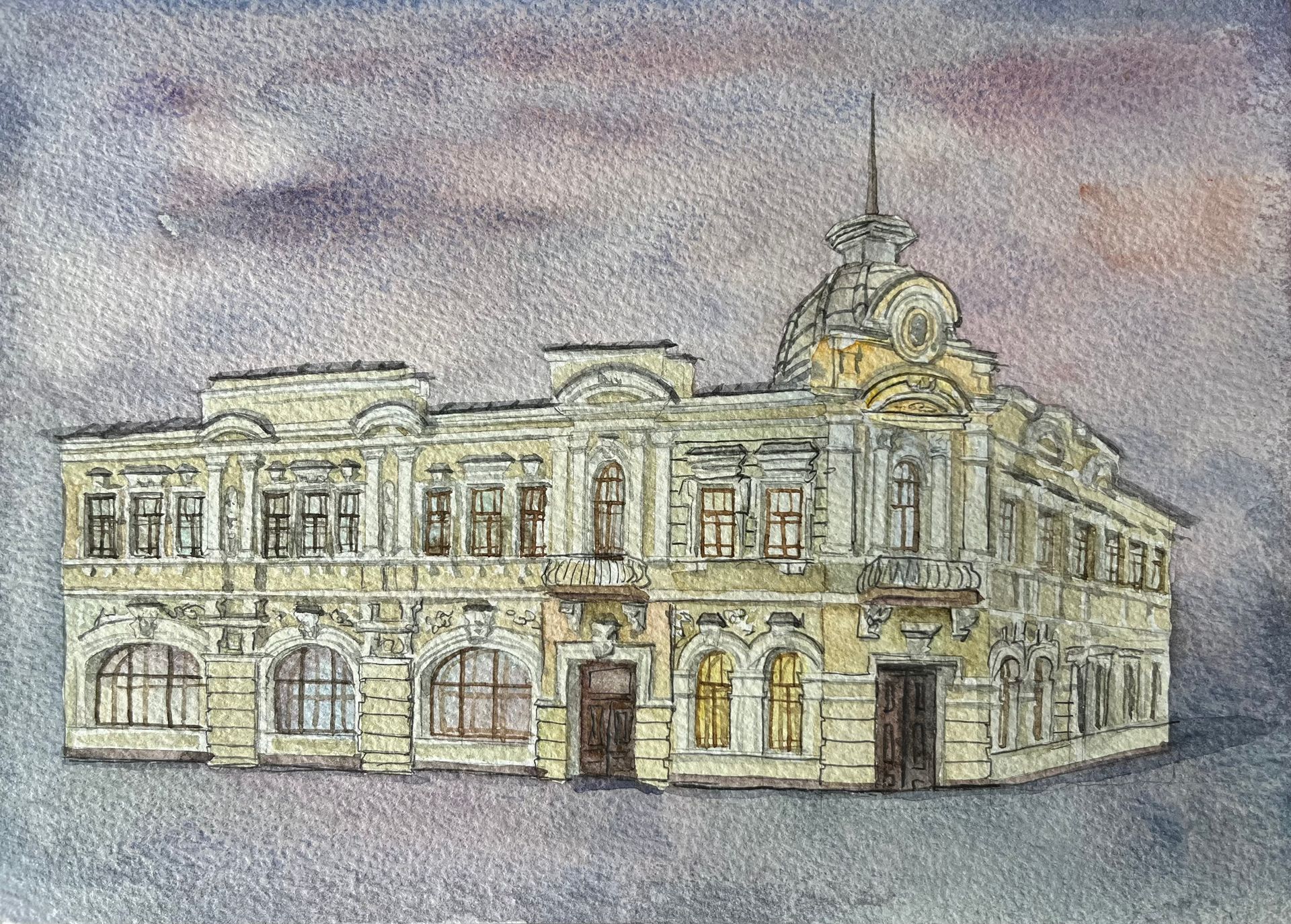 Елизавета Тарасова (Авторская графика - 
                  26.5 x 19 см) Дом Гладкова в Таганроге