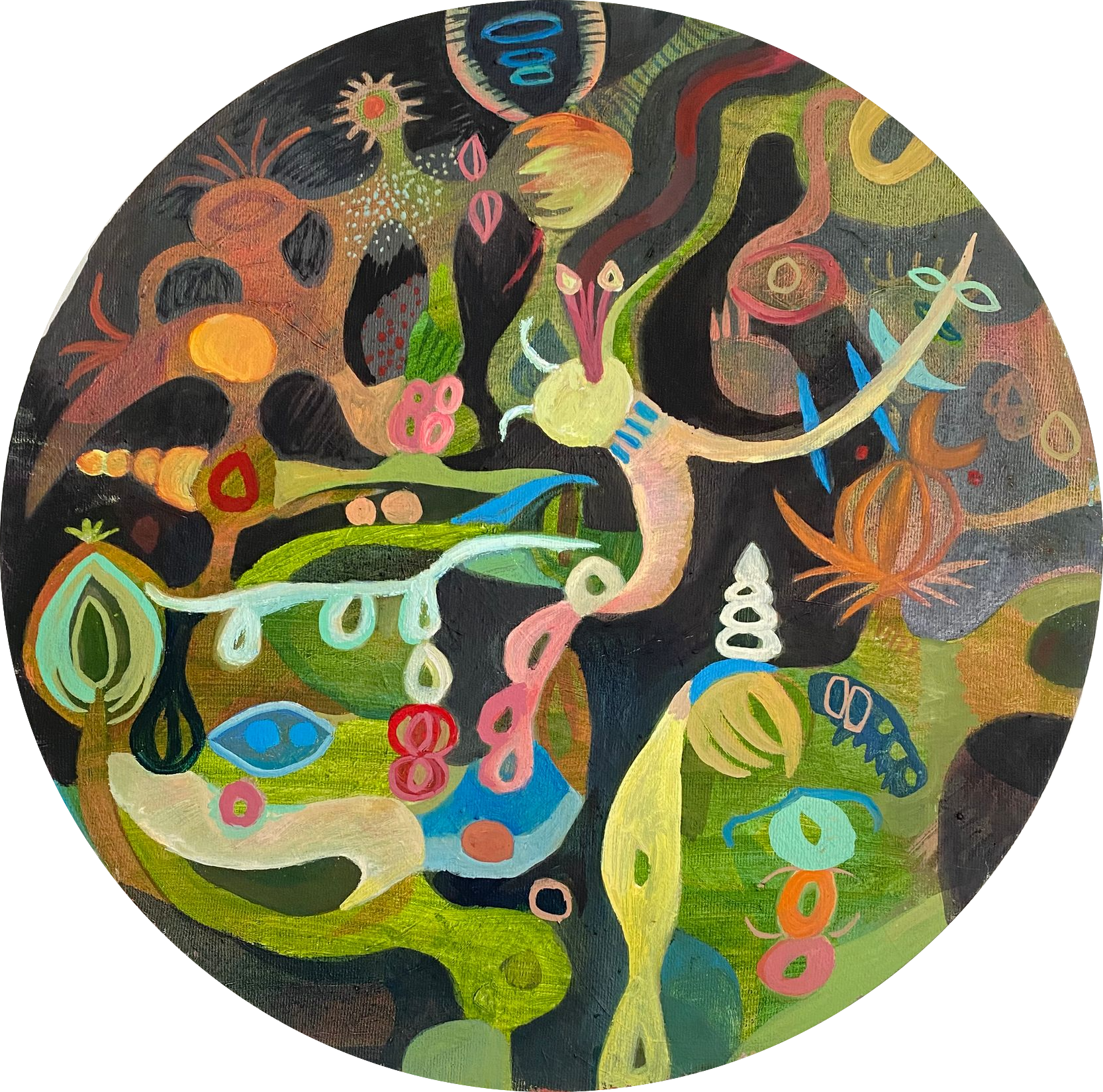 Екатерина Уварова (Картина, живопись - 
                  40 x 40 см) Вселенная тайных знаков или живое пространство леса 2