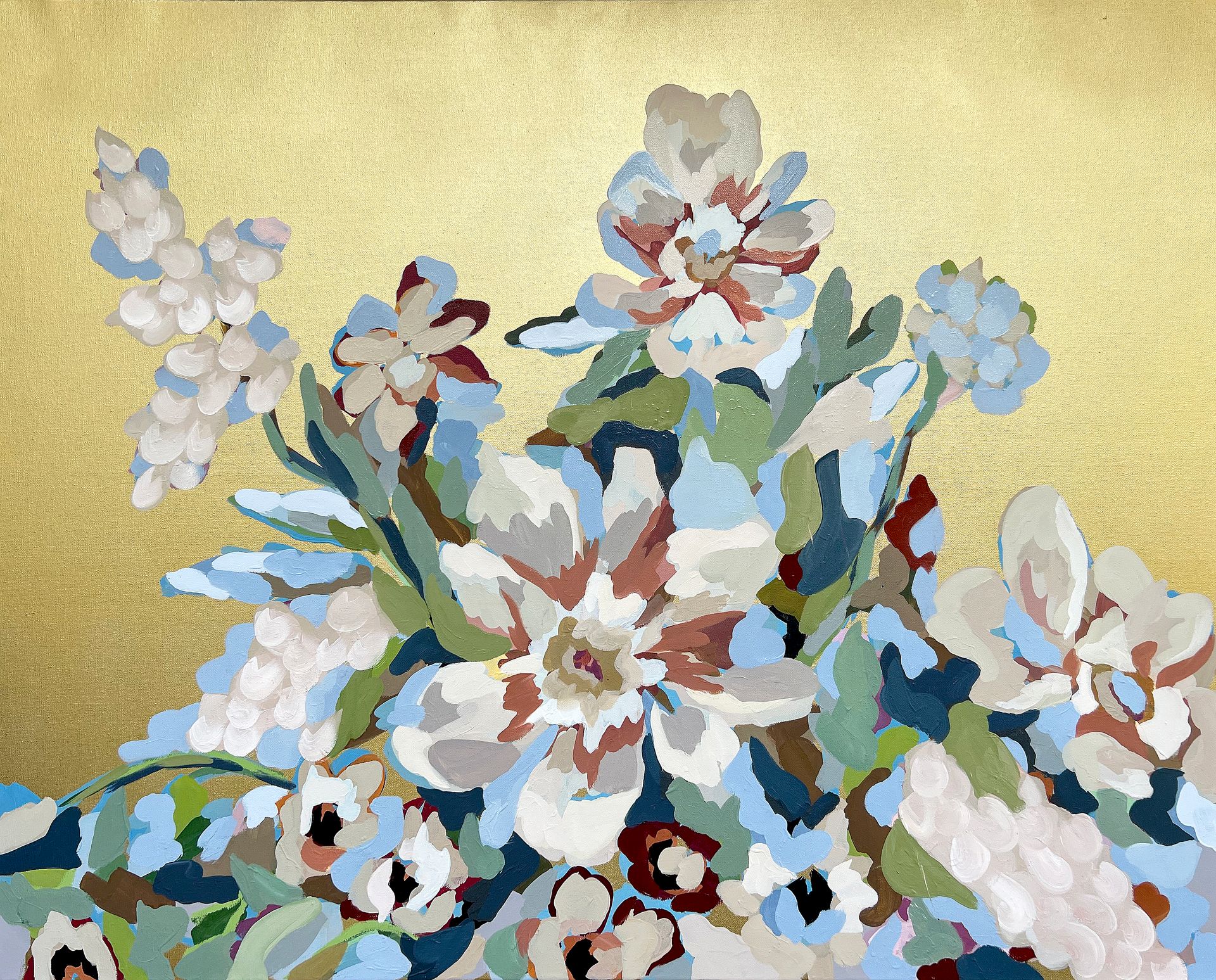 Ольга Змиевец (Картина, живопись - 
                  100 x 80 см) Abstract Flowers 3 / gold canvas