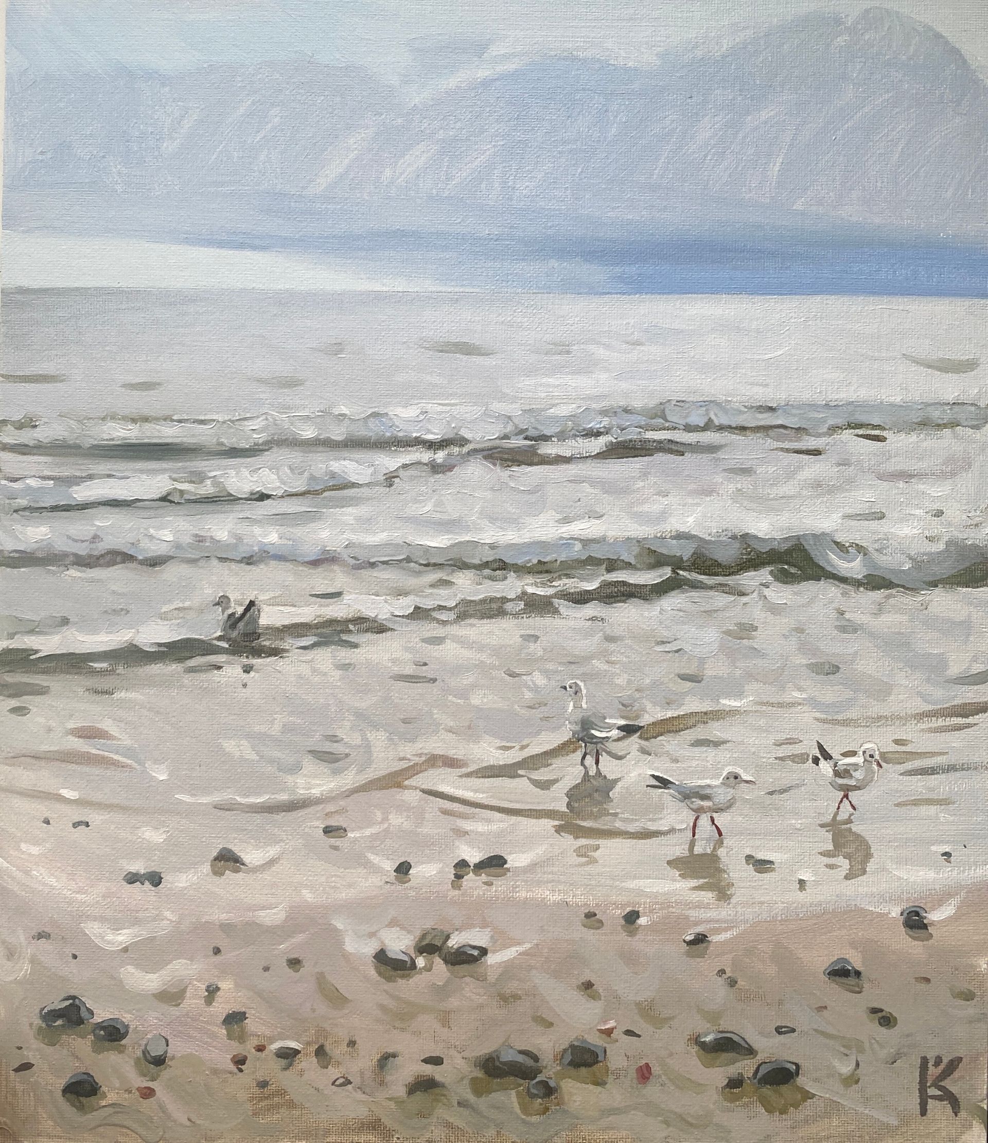 Алексей Кротов (Авторская графика - 
                  30 x 35 см) Чайки. Куршская коса