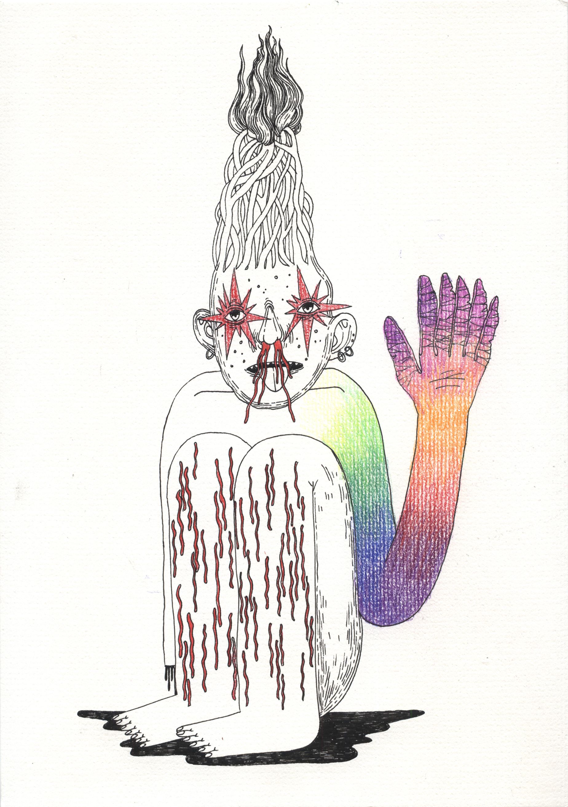 Оля Душкина (Авторская графика - 
                  21 x 29.7 см) Мистер летающая рука