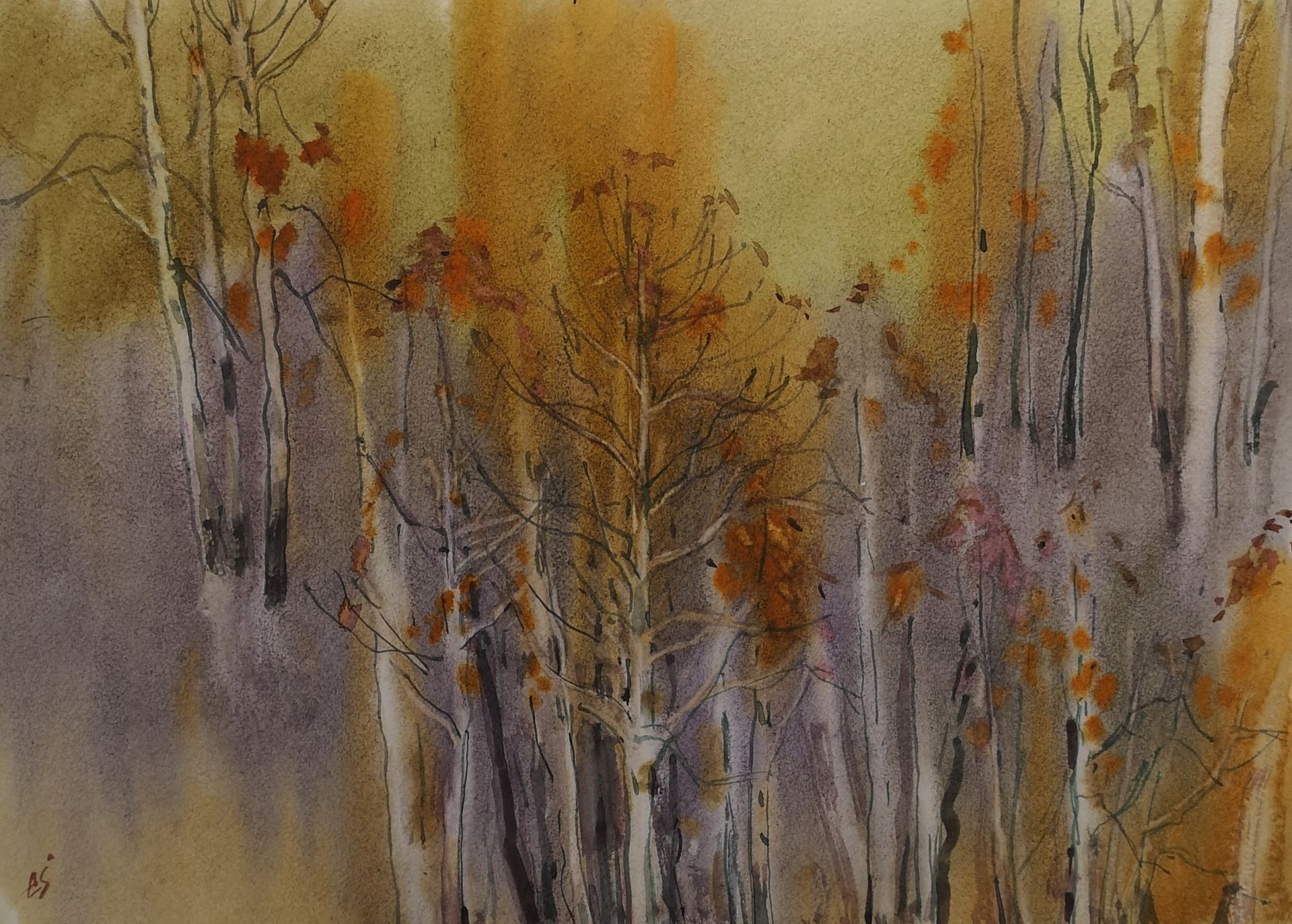 Елена Санина (Авторская графика - 
                  42 x 30 см) Невесомость осени