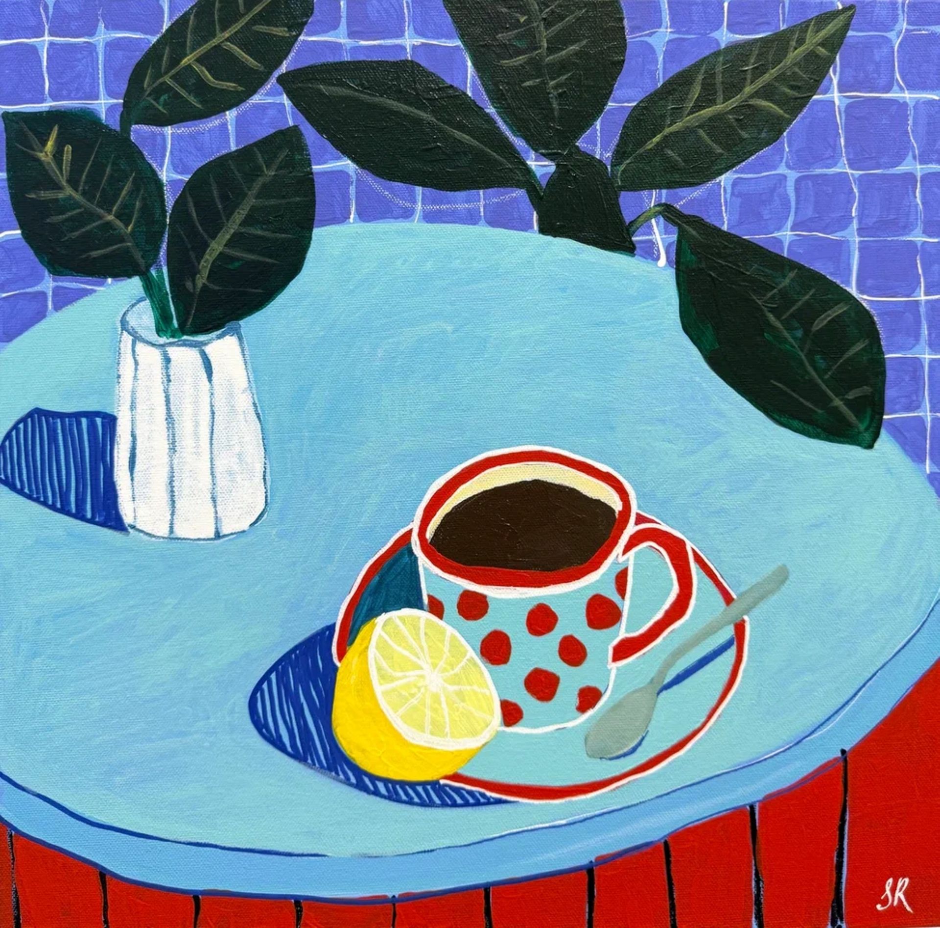 Саша Робинсон (Картина, живопись - 
                  40 x 40 см) Натюрморт чашка кофе