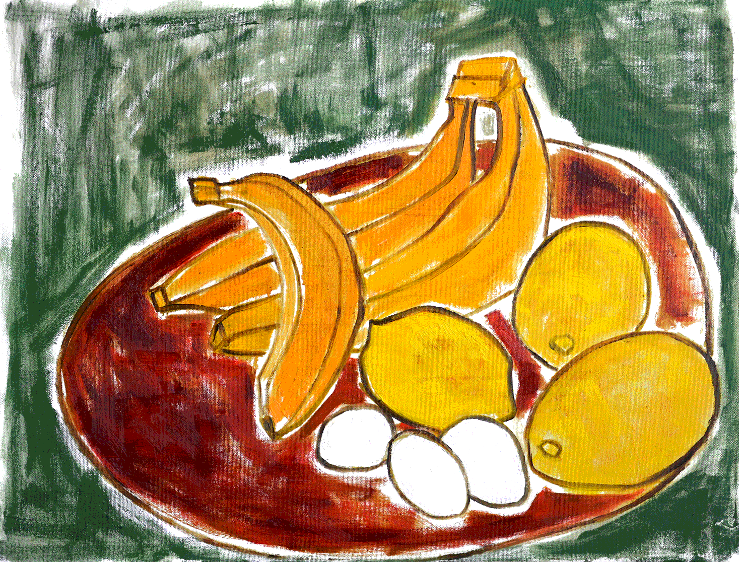 Степан Лысенко (Картина, живопись - 
                  80 x 60 см) Три банана, три лимона, три яйца