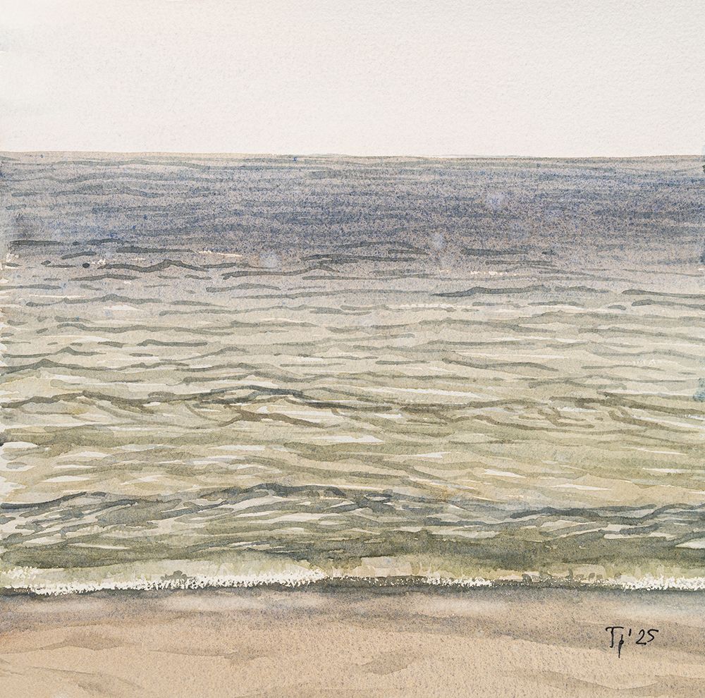 Юлия Третьякова (Авторская графика - 
                  25 x 25 см) Дождь и море