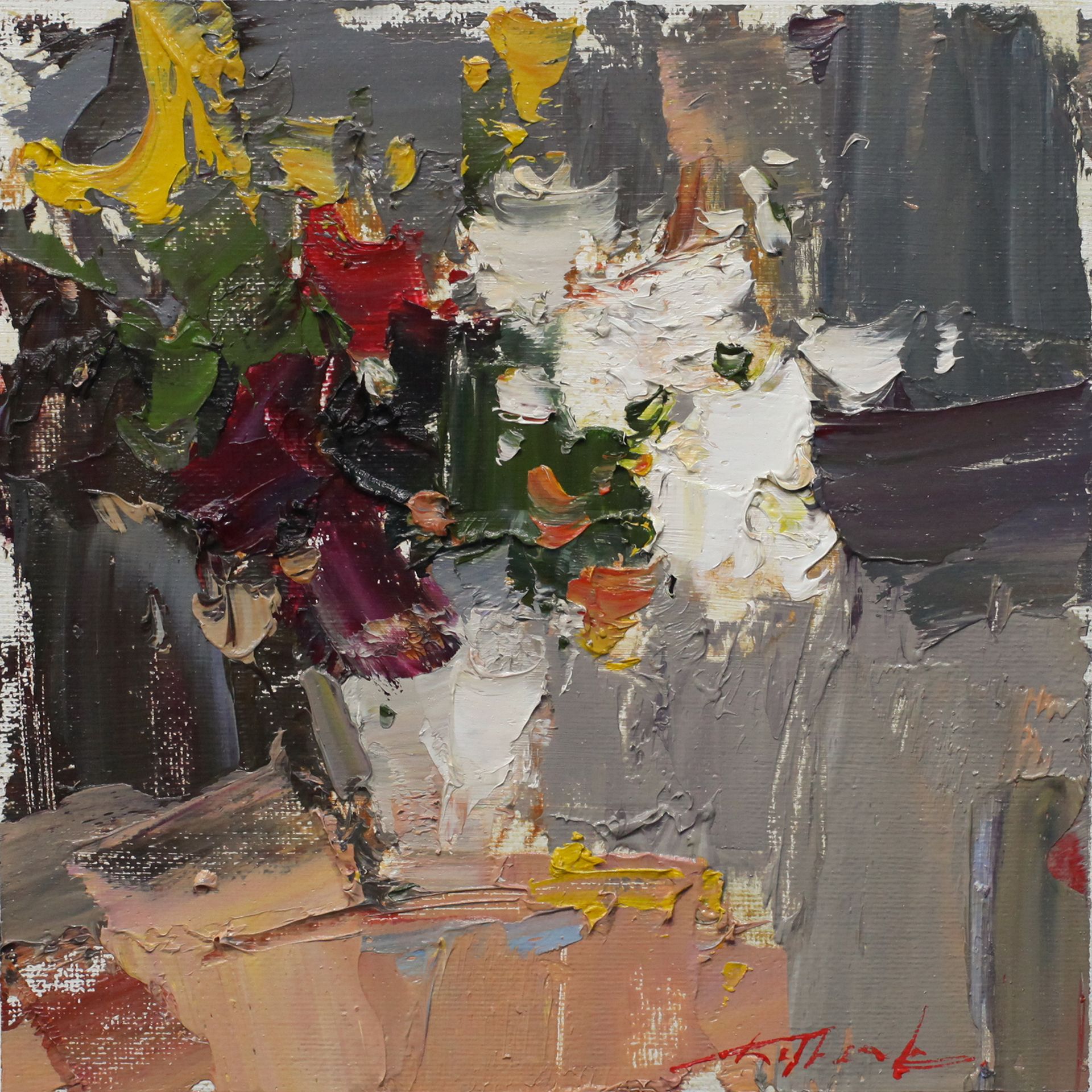 Евгений Бурцев (Картина, живопись - 
                  20 x 20 см) Букет