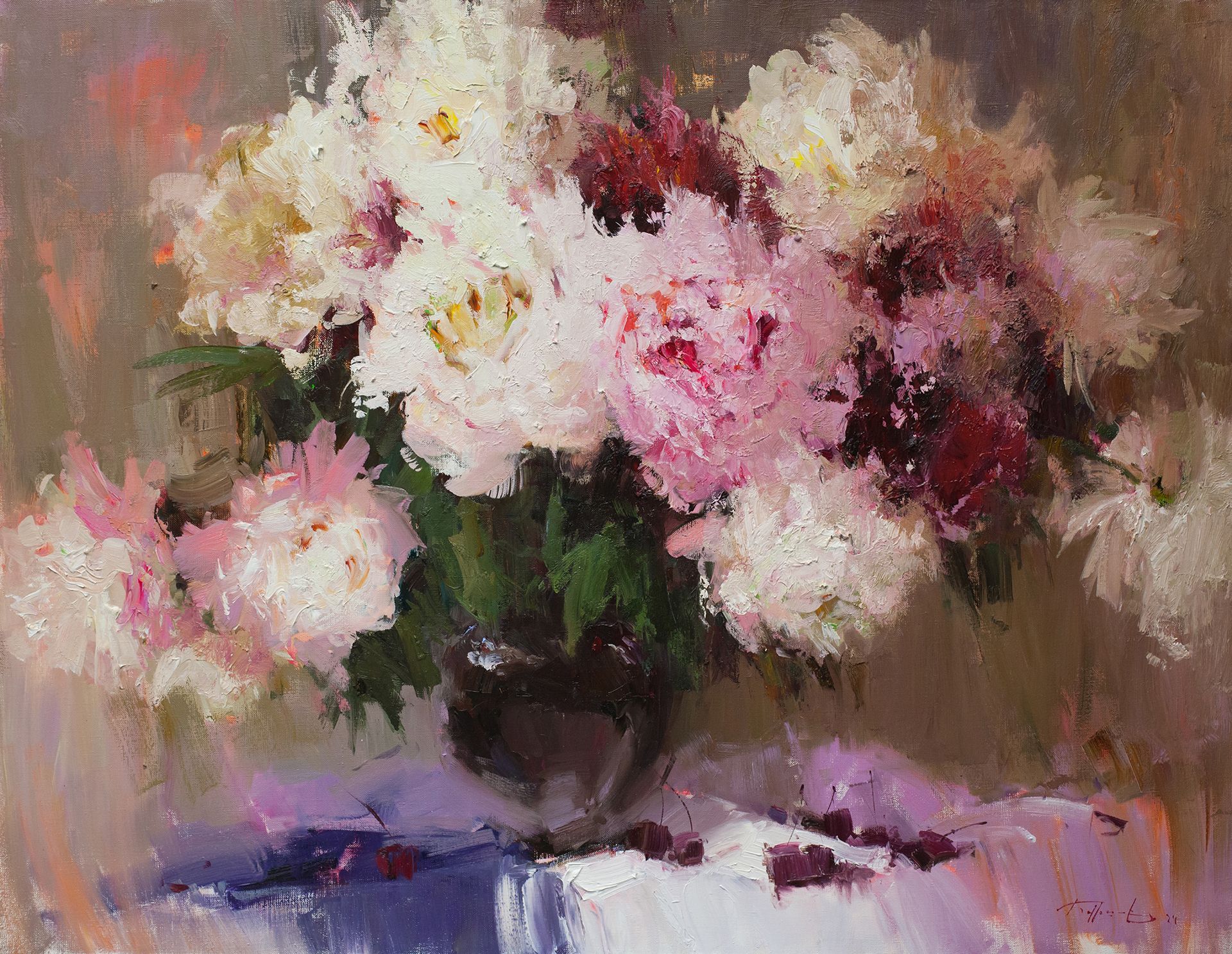 Евгений Бурцев (Картина, живопись - 
                  90 x 70 см) Пионовая феерия