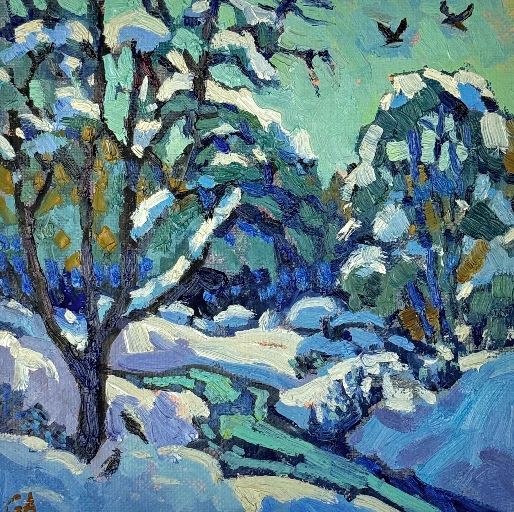 Анна Голубь (Картина, живопись - 
                  35 x 35 см) Настроение Рождество N6