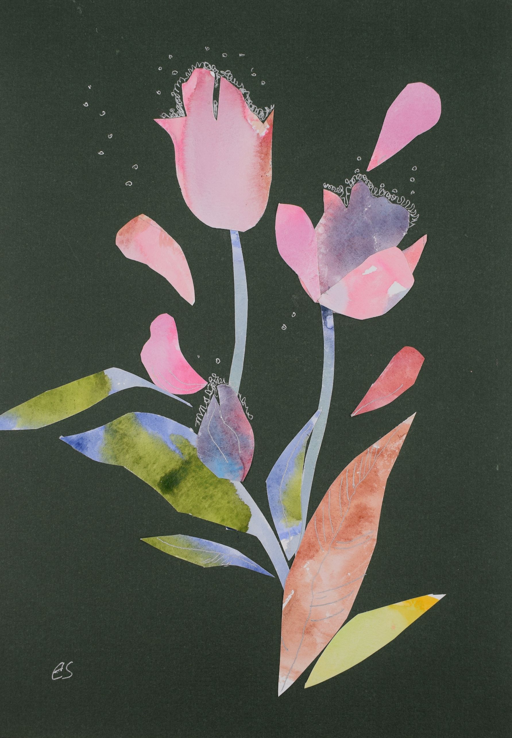 Елена Санина (Коллаж / ассамбляж - 
                  21 x 30 см) Твои цветы