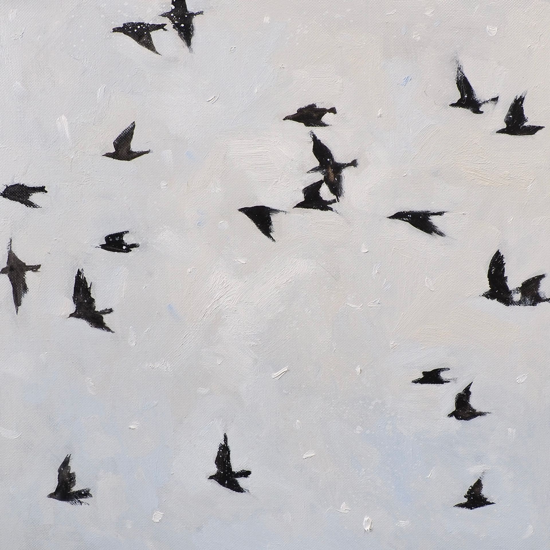 Анастасия Попова (Картина, живопись - 
                  55 x 55 см) Снежные вороны