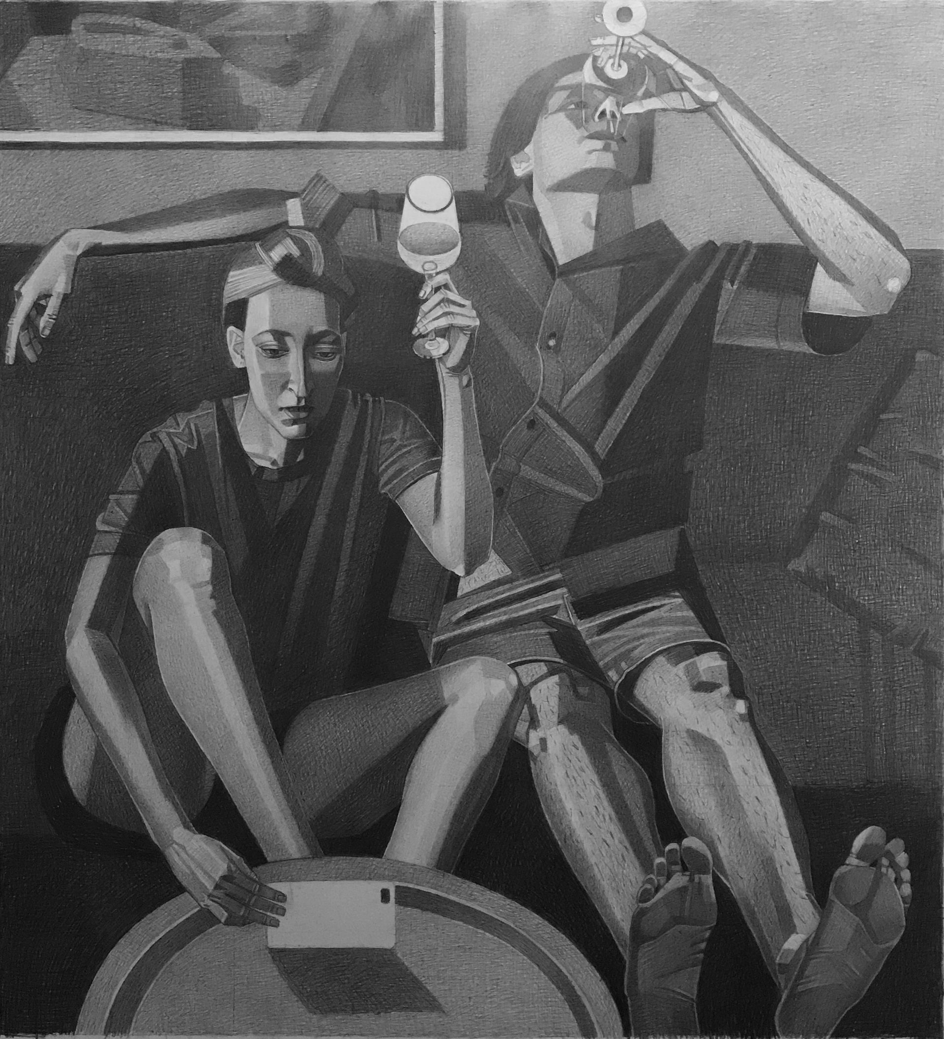 Иван Афонский (Авторская графика - 
                  90 x 100 см) Самоизоляция