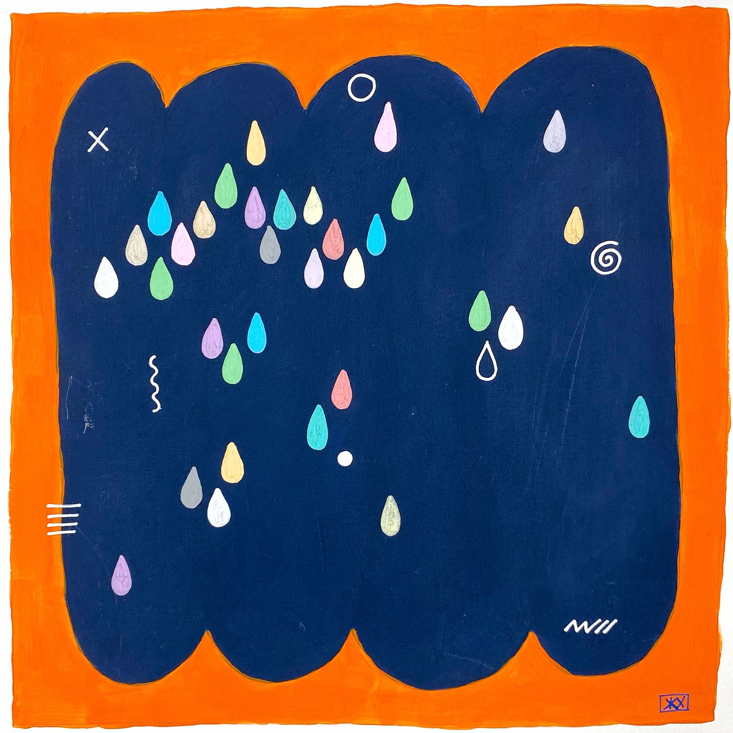 Женя Хитрова (Авторская графика - 
                  26 x 26 см) Оранжево-синее