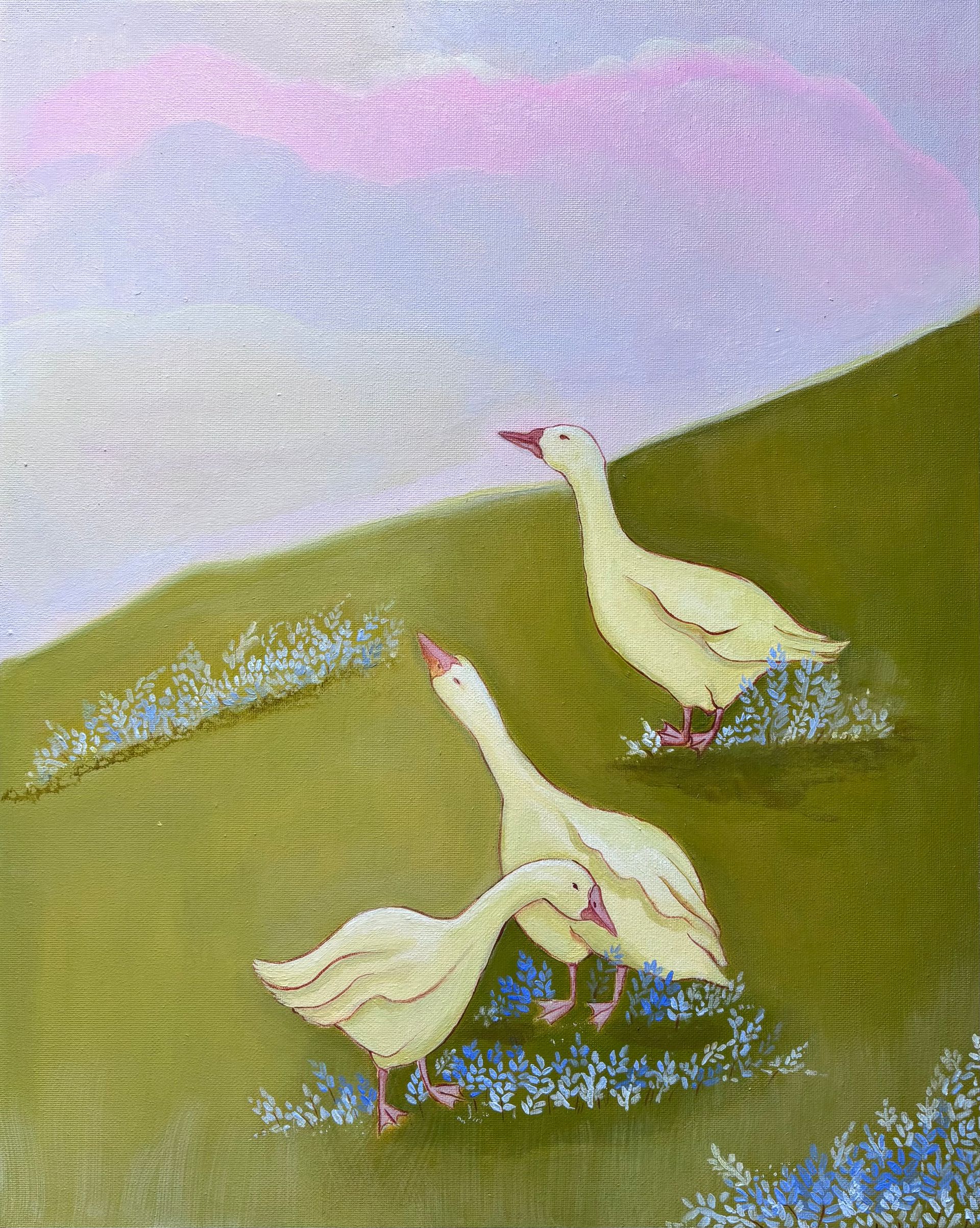 Елена Королева (Картина, живопись - 
                  40 x 50 см) Гуси