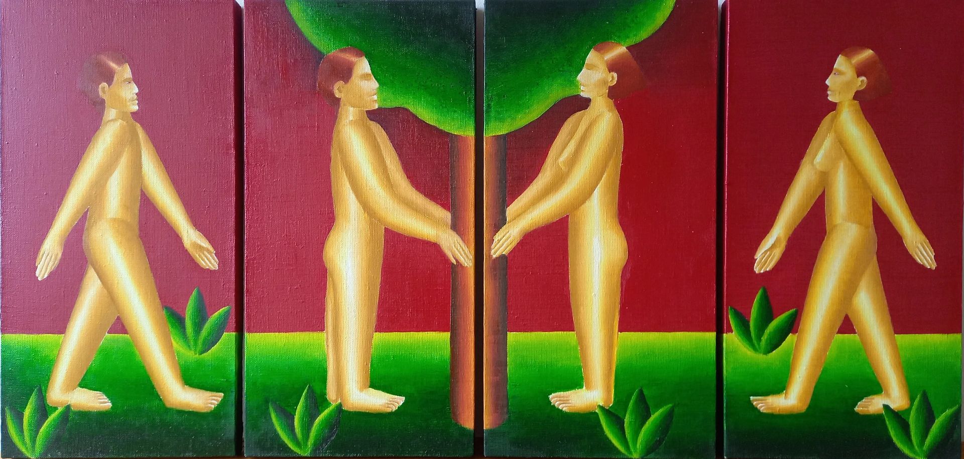Саша Катинаускиене (Картина, живопись - 
                  80 x 40 см) Встреча у дерева