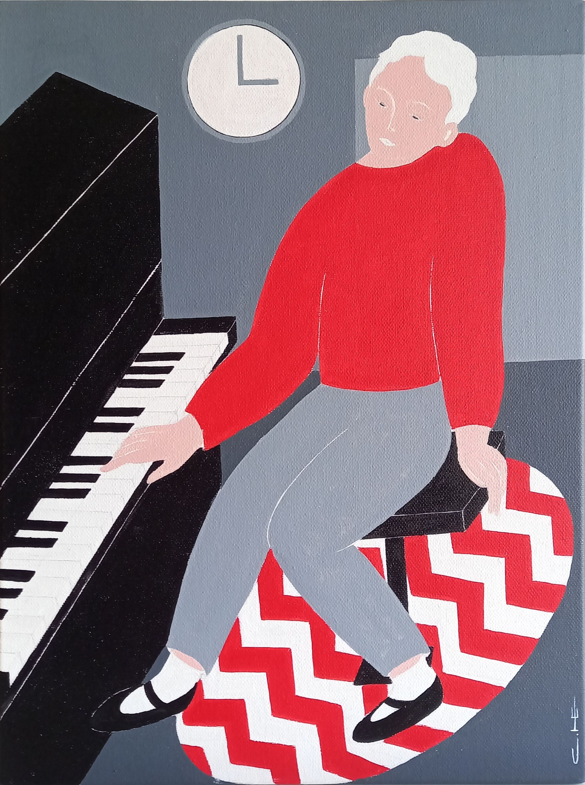 Саша Катинаускиене (Картина, живопись - 
                  30 x 40 см) Мальчик за пианино