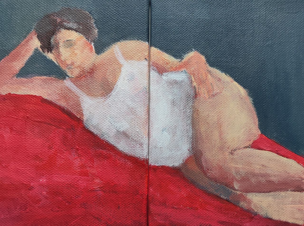 Дарья Петухова (Авторская графика - 
                  20 x 15 см) Натурщица. Диптих