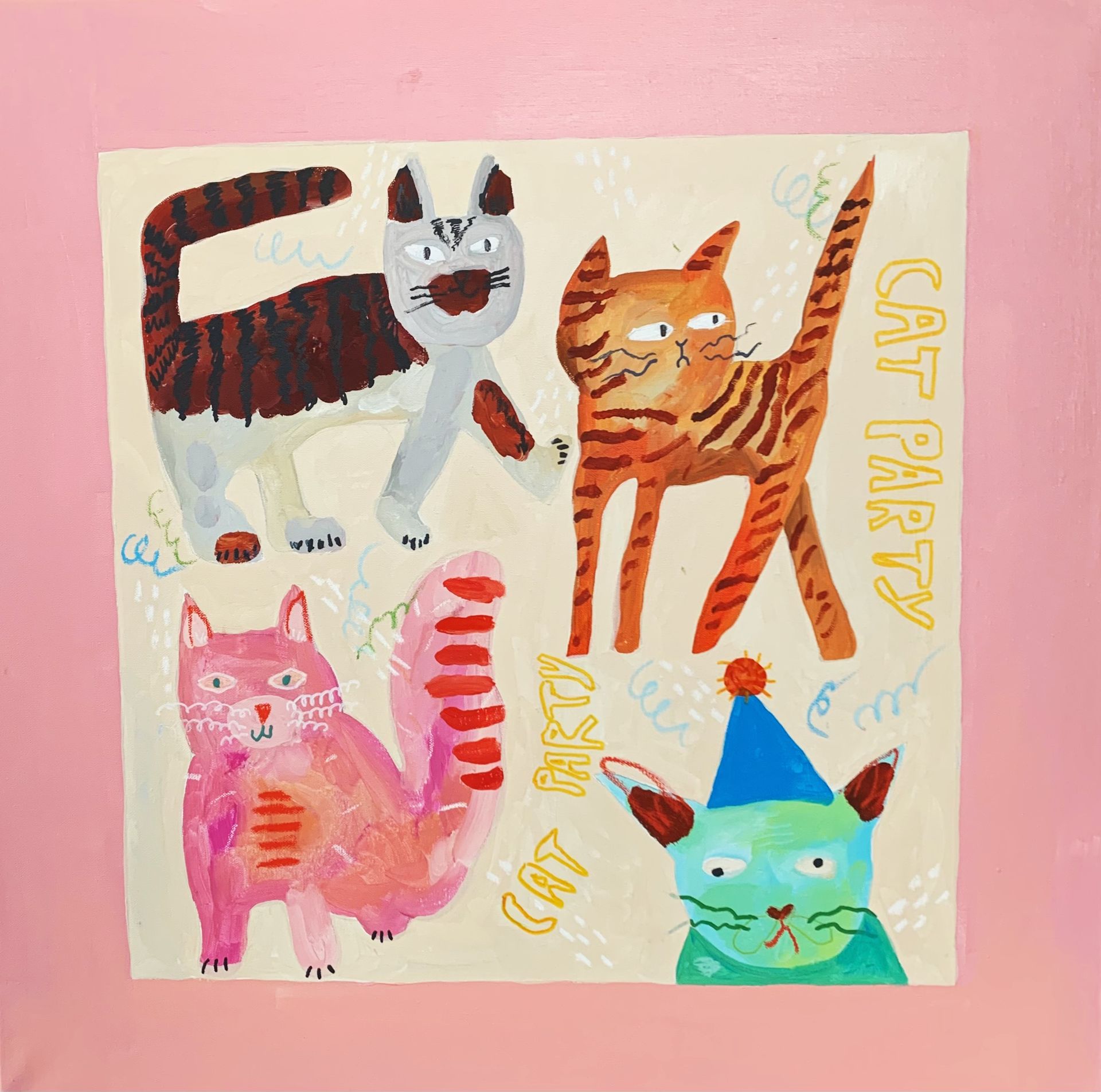 AlisaVostorg (Картина, живопись - 
                  80 x 80 см) Cat party
