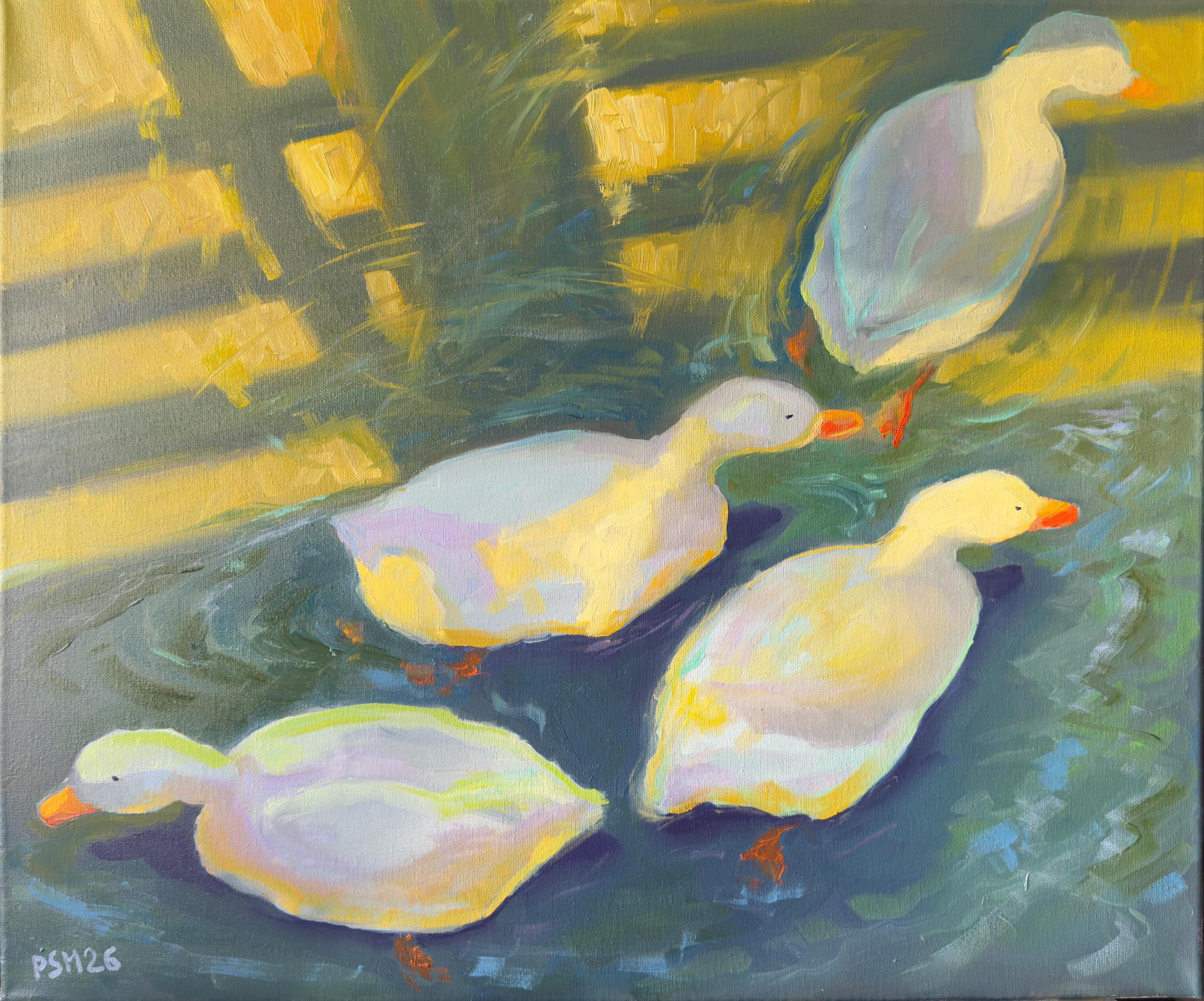 Светлана Пузанова (Картина, живопись - 
                  60 x 50 см) Белые уточки