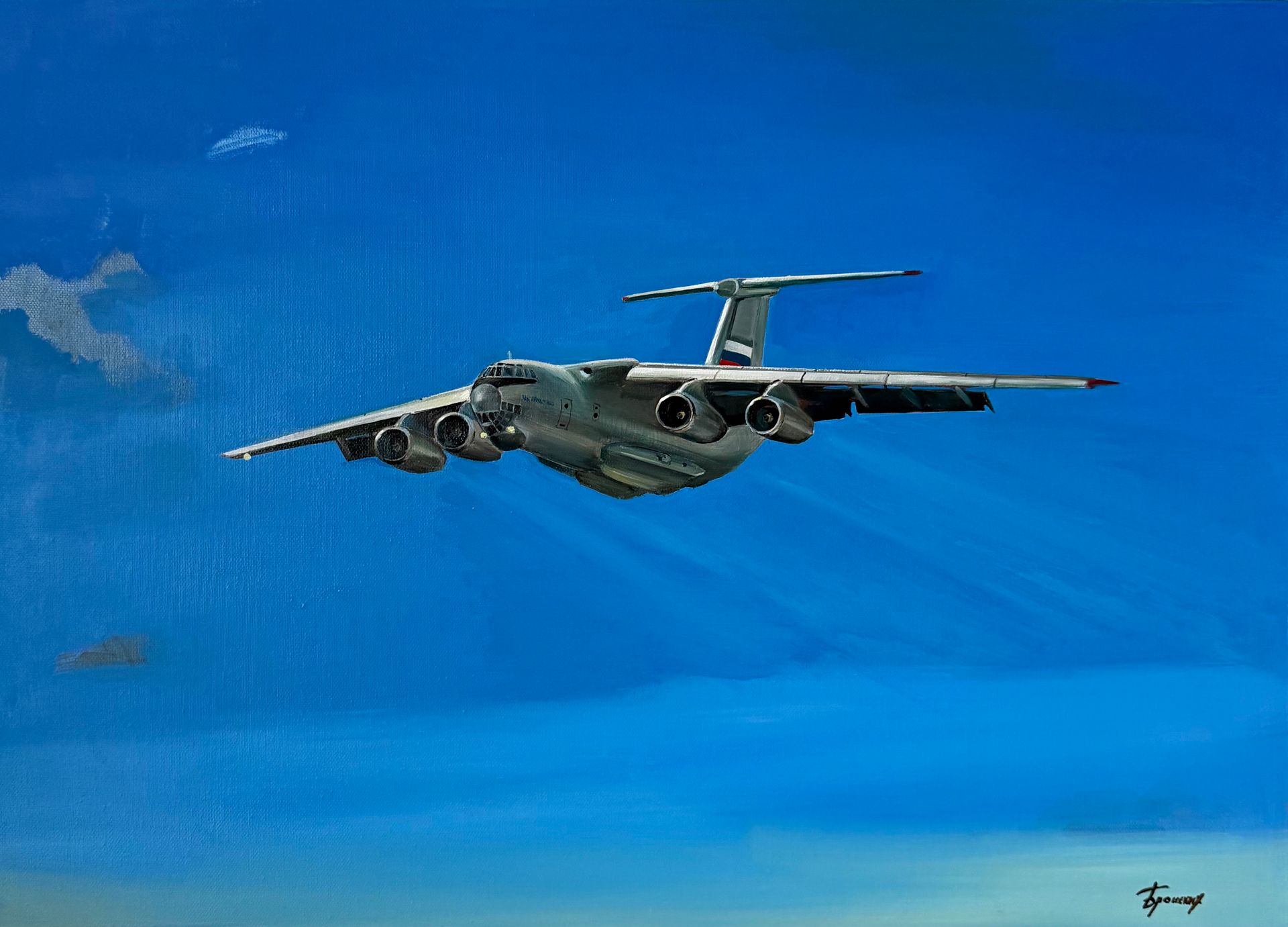 Ольга Бронских (Картина, живопись - 
                  70 x 50 см) Самолет Ил-76