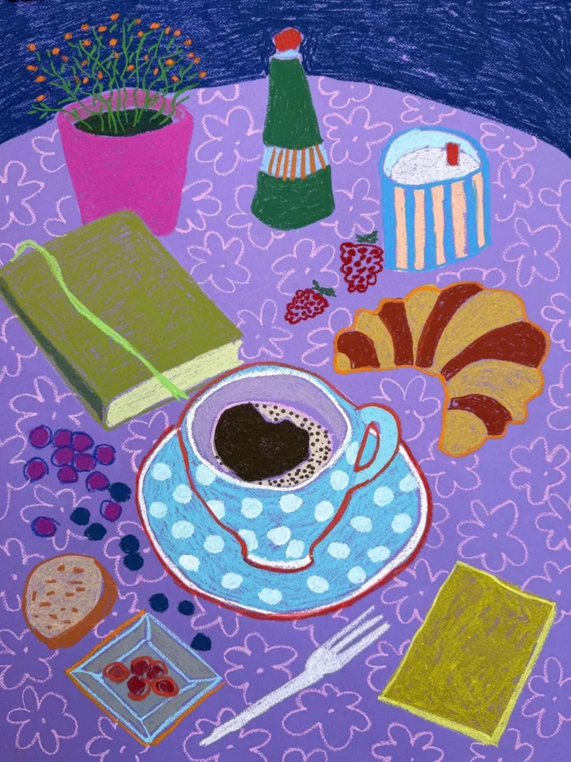 Саша Робинсон (Авторская графика - 
                  59 x 70 см) Натюрморт: нежный утренний ритуал