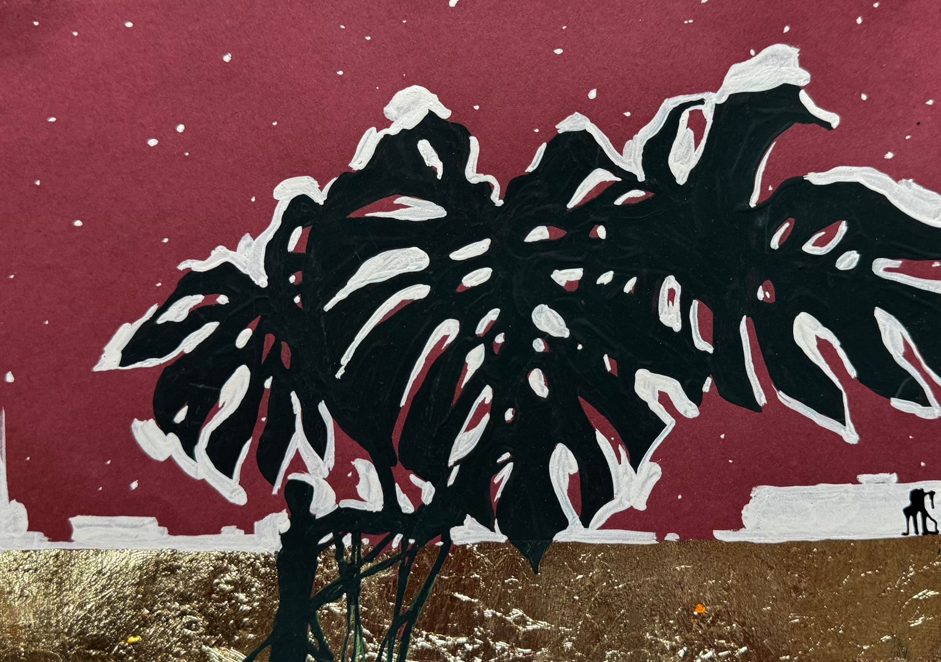 Лиза Бородинова (Авторская графика - 
                  21 x 15 см) Монстера зимой