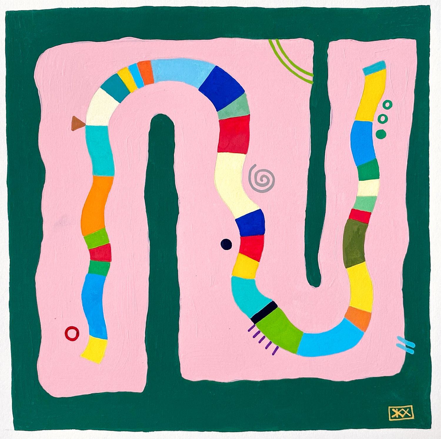 Женя Хитрова (Авторская графика - 
                  26 x 26 см) Зелено-Розовое