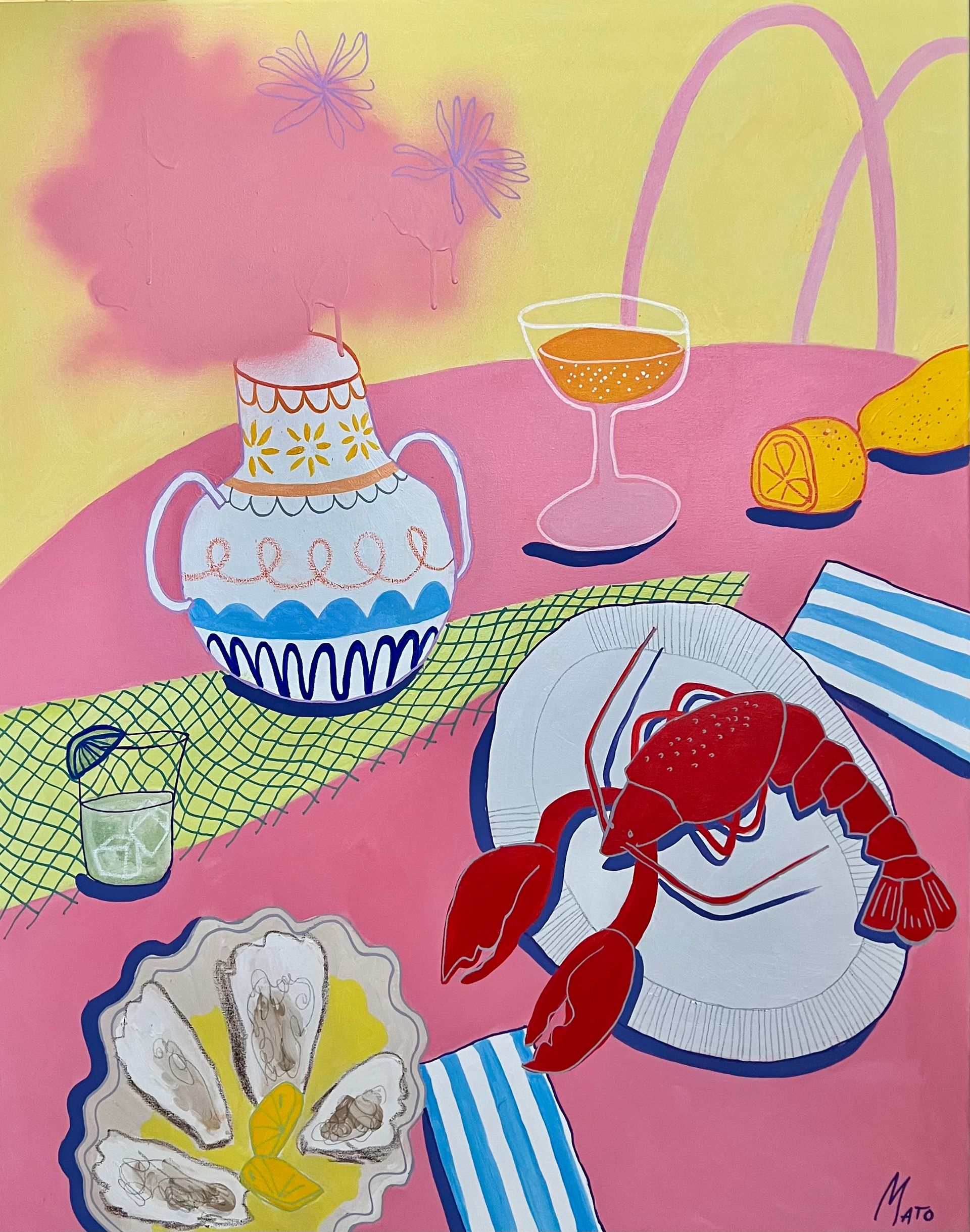 Александра Мато (Картина, живопись - 
                  80 x 100 см) Ужин с омаром