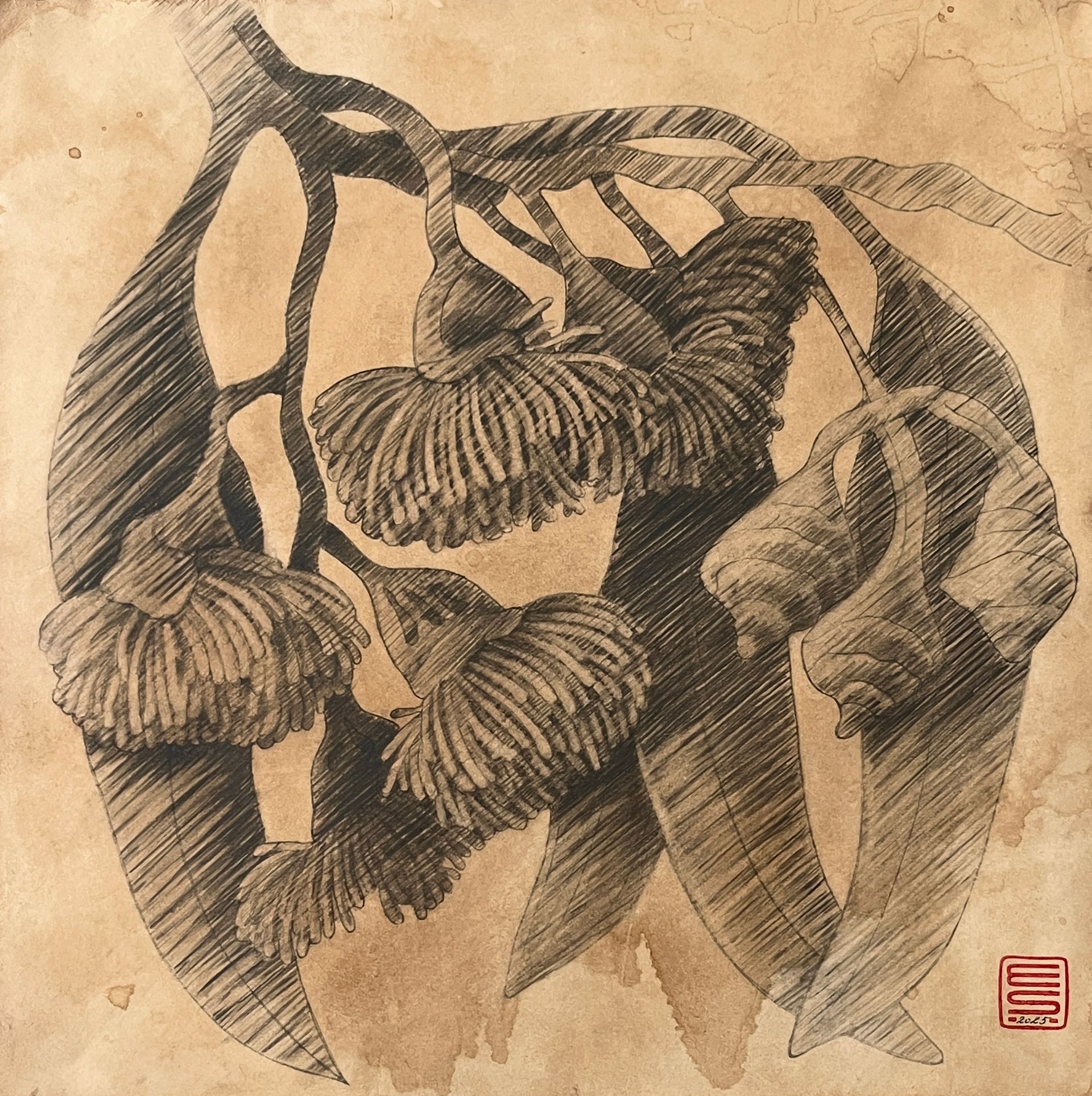 ELENA SKUTOVA (Авторская графика - 
                  40 x 40 см) Flowers #11