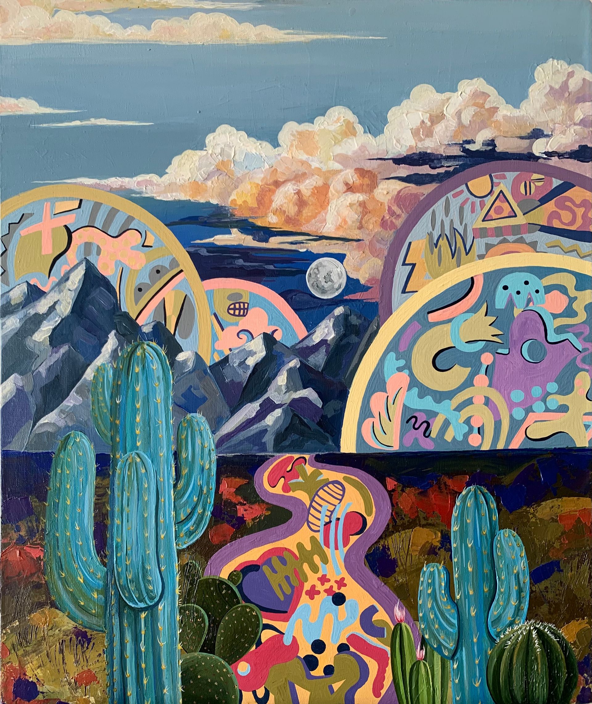 СВЕТ-ЛАНА (Картина, живопись - 
                  50 x 60 см) Кактусовая долина