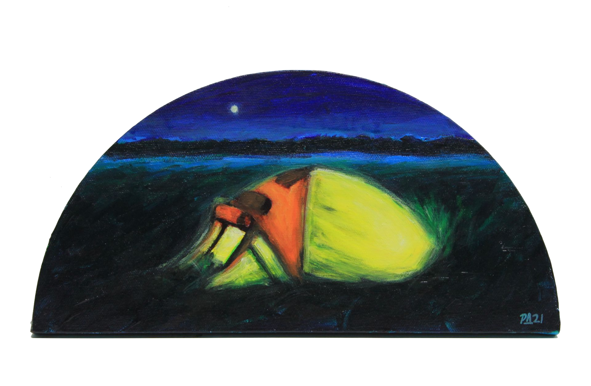 Денис Русаков (Картина, живопись - 
                  30 x 15 см) Палатка в ночи