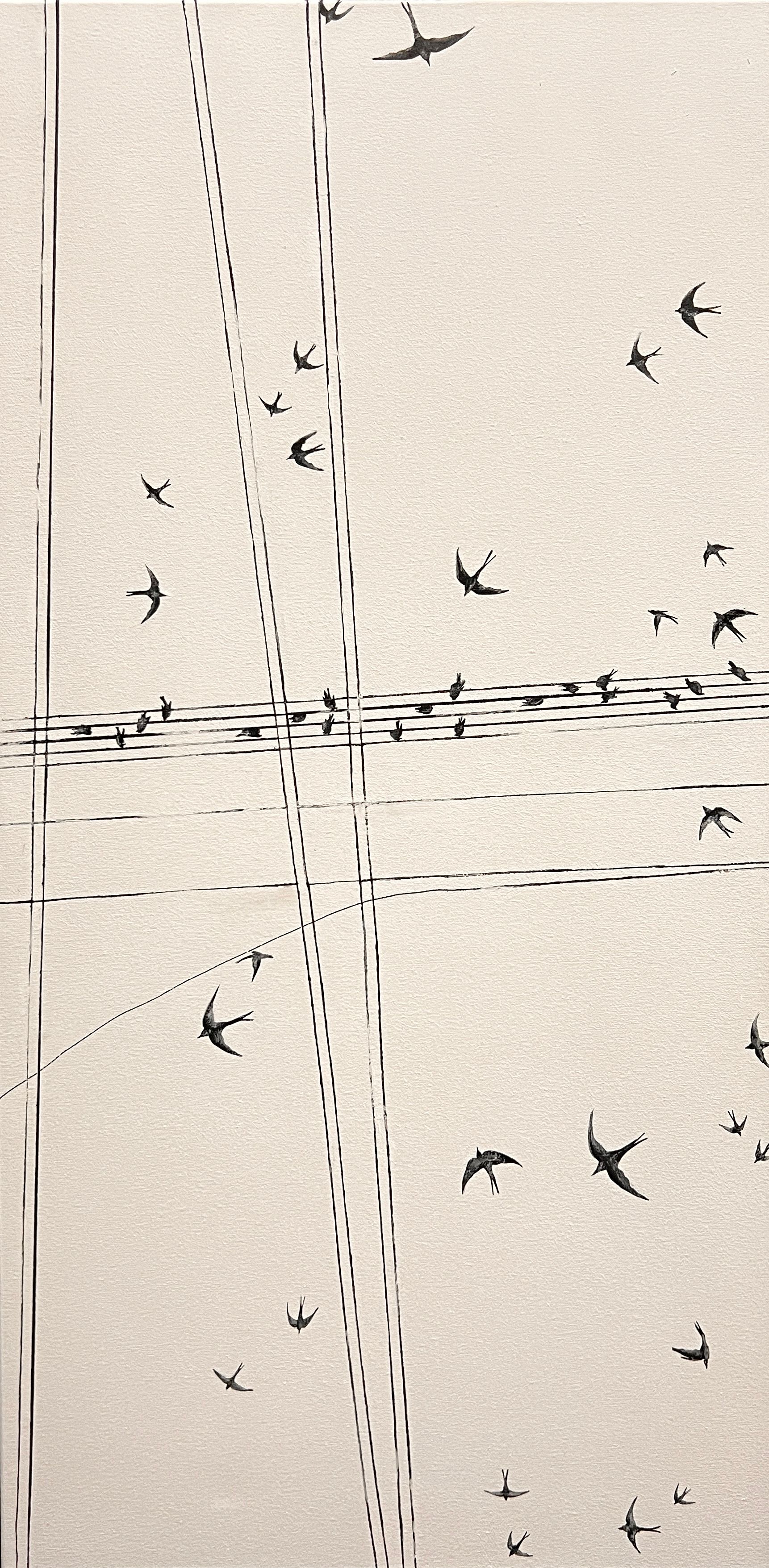 Ольга Шанина (Картина, живопись - 
                  50 x 100 см) No.7 Music on wires. The Verve ”Bitter sweet symphony“. Серия работ "T I M E F L I E S"