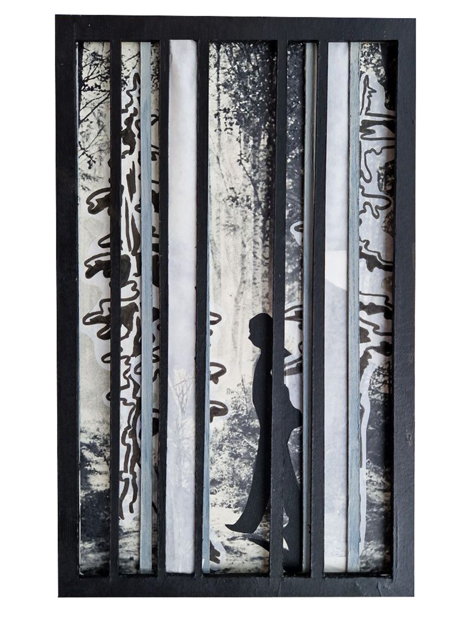 Валерия Финина (Коллаж / ассамбляж - 
                  21 x 29.5 см) Вертикальный лес