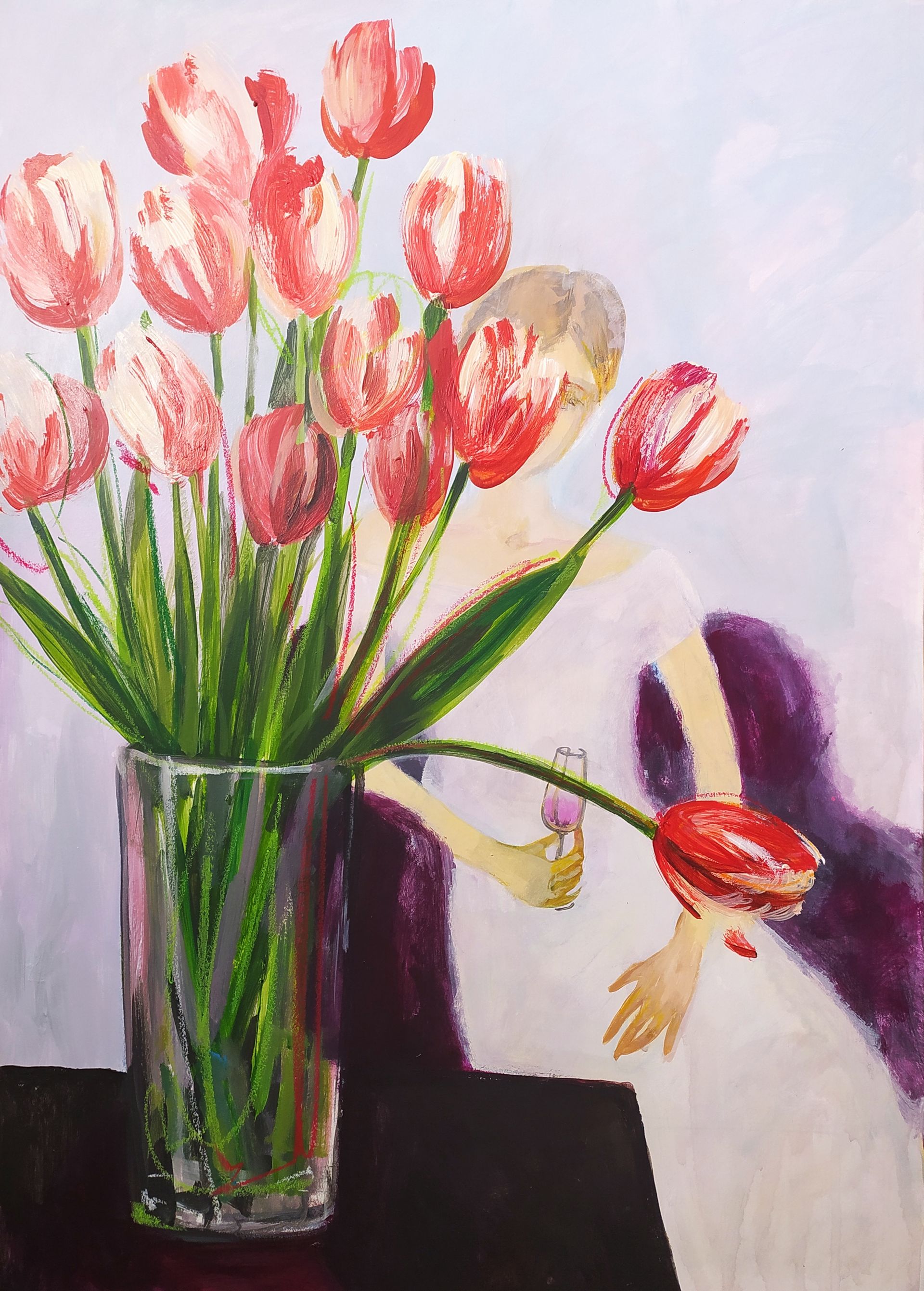 Юля Степанова (Авторская графика - 
                  50 x 70 см) Тюльпаны