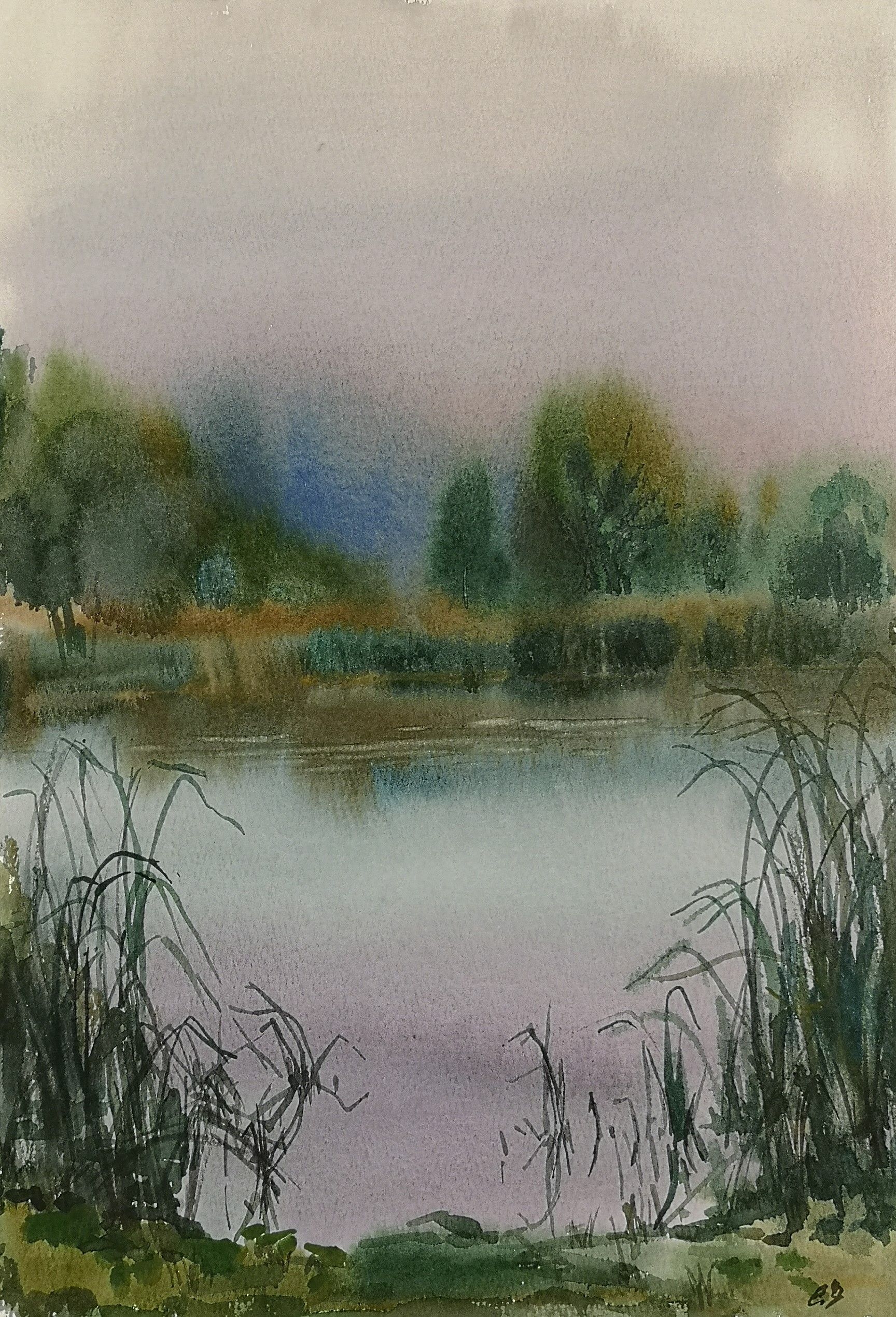 Елена Санина (Авторская графика - 
                  27 x 39 см) Вечерняя тишина
