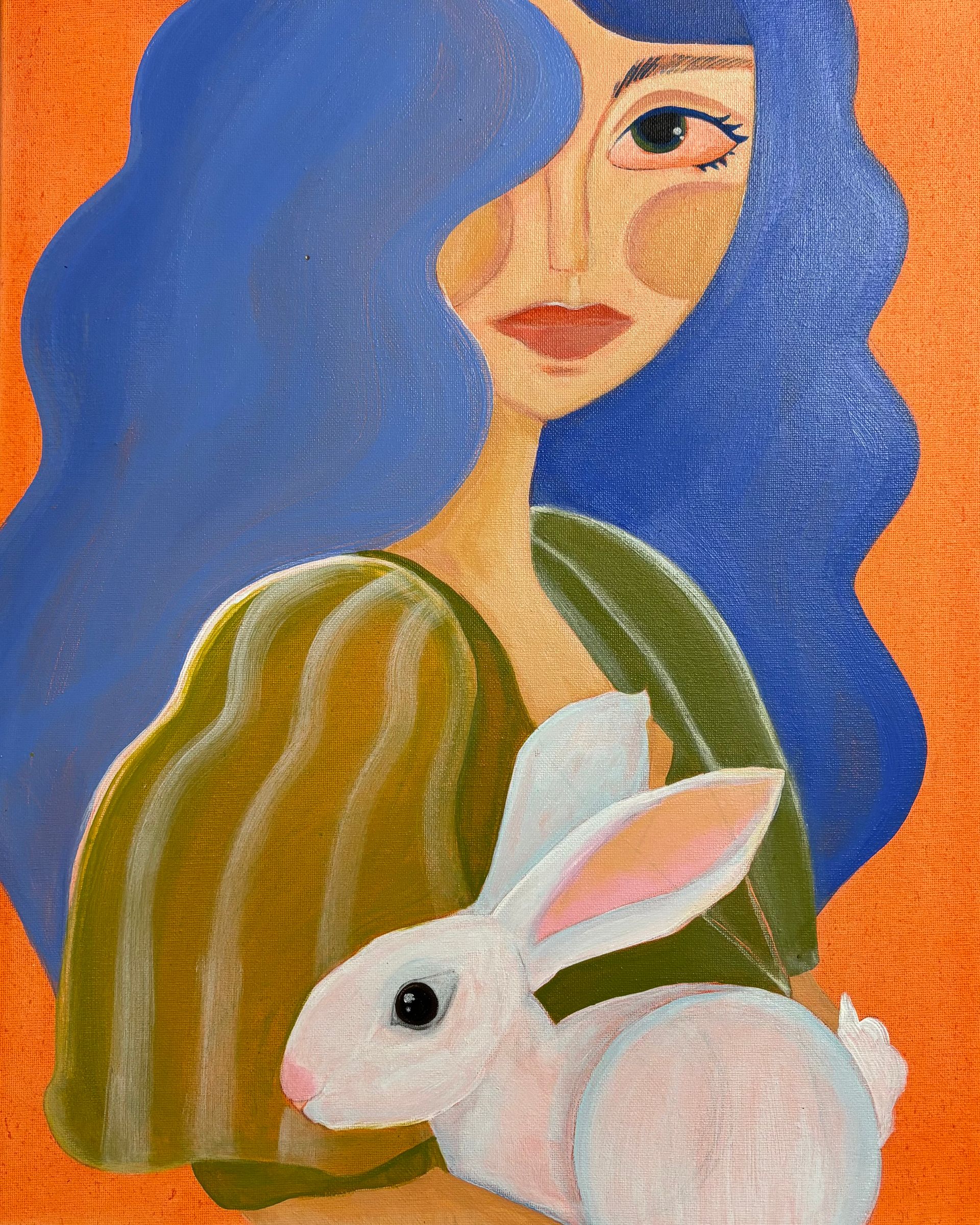 Елена Королева (Картина, живопись - 
                  40 x 50 см) Девушка с кроликом