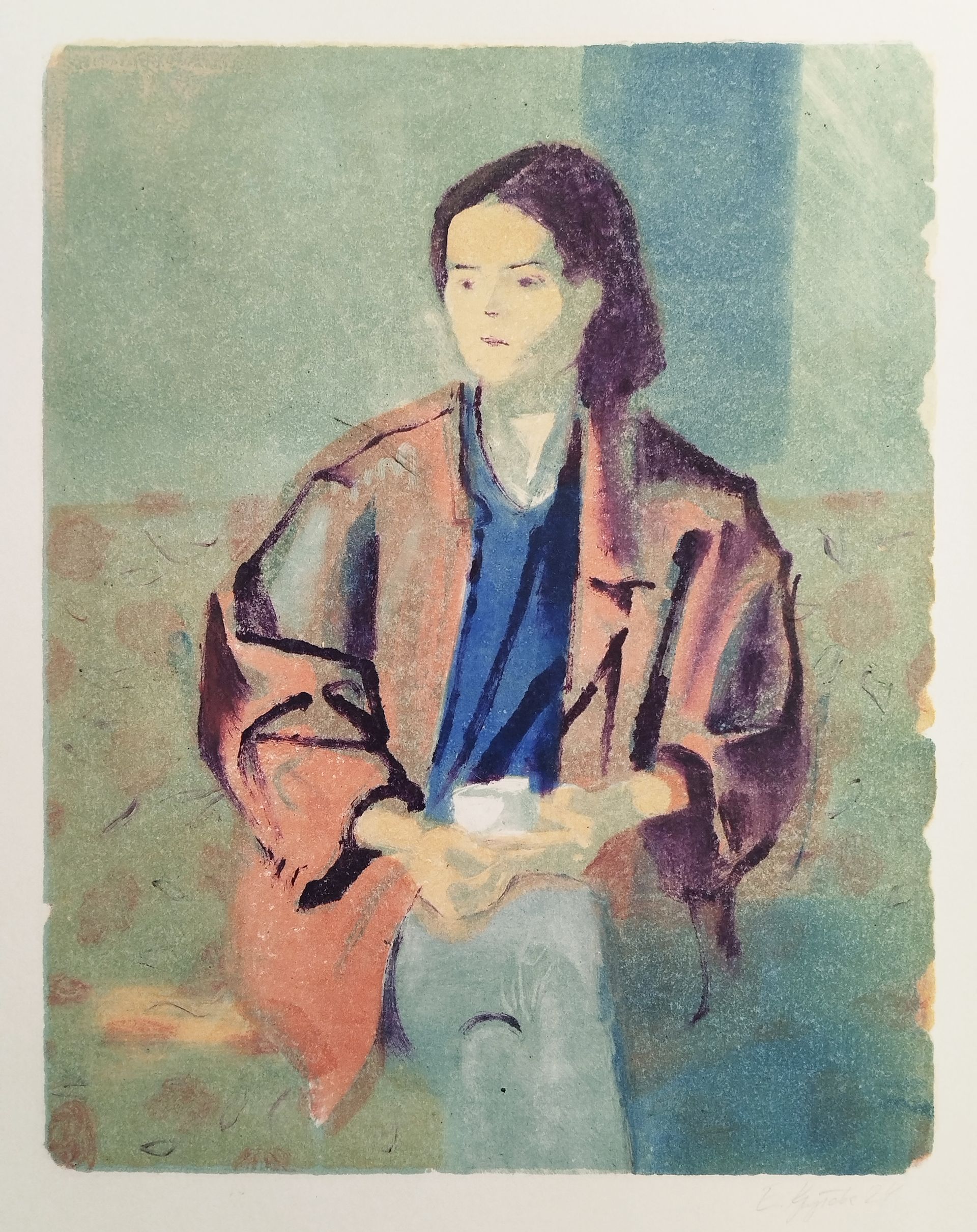 Евгения Крутова (Графика печатная - 
                  31 x 43 см) Вечерний чай