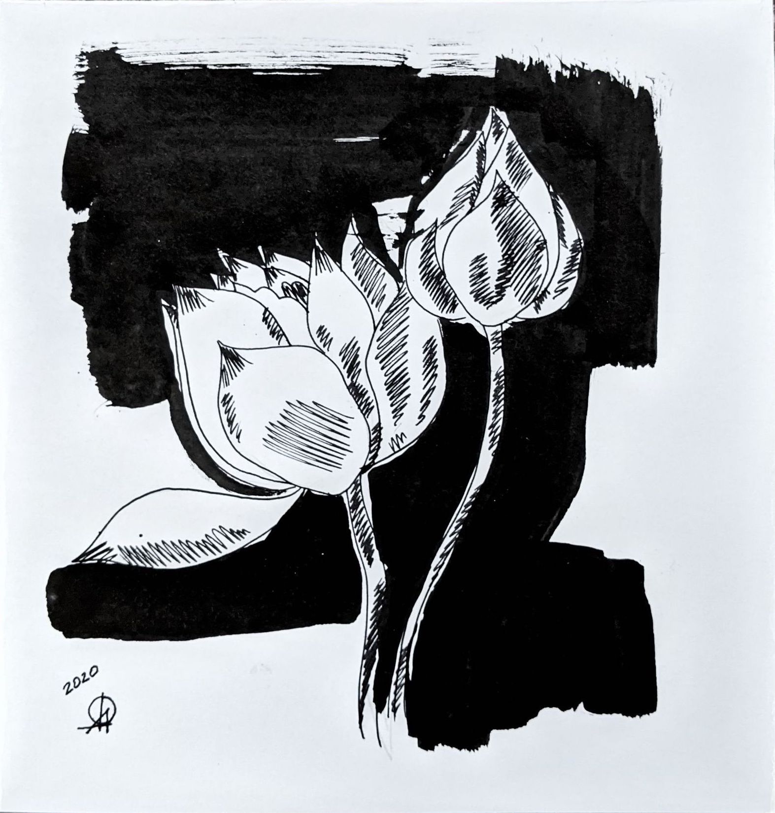 Алёна Федоткина (Авторская графика - 
                  20 x 20 см) Flower #3