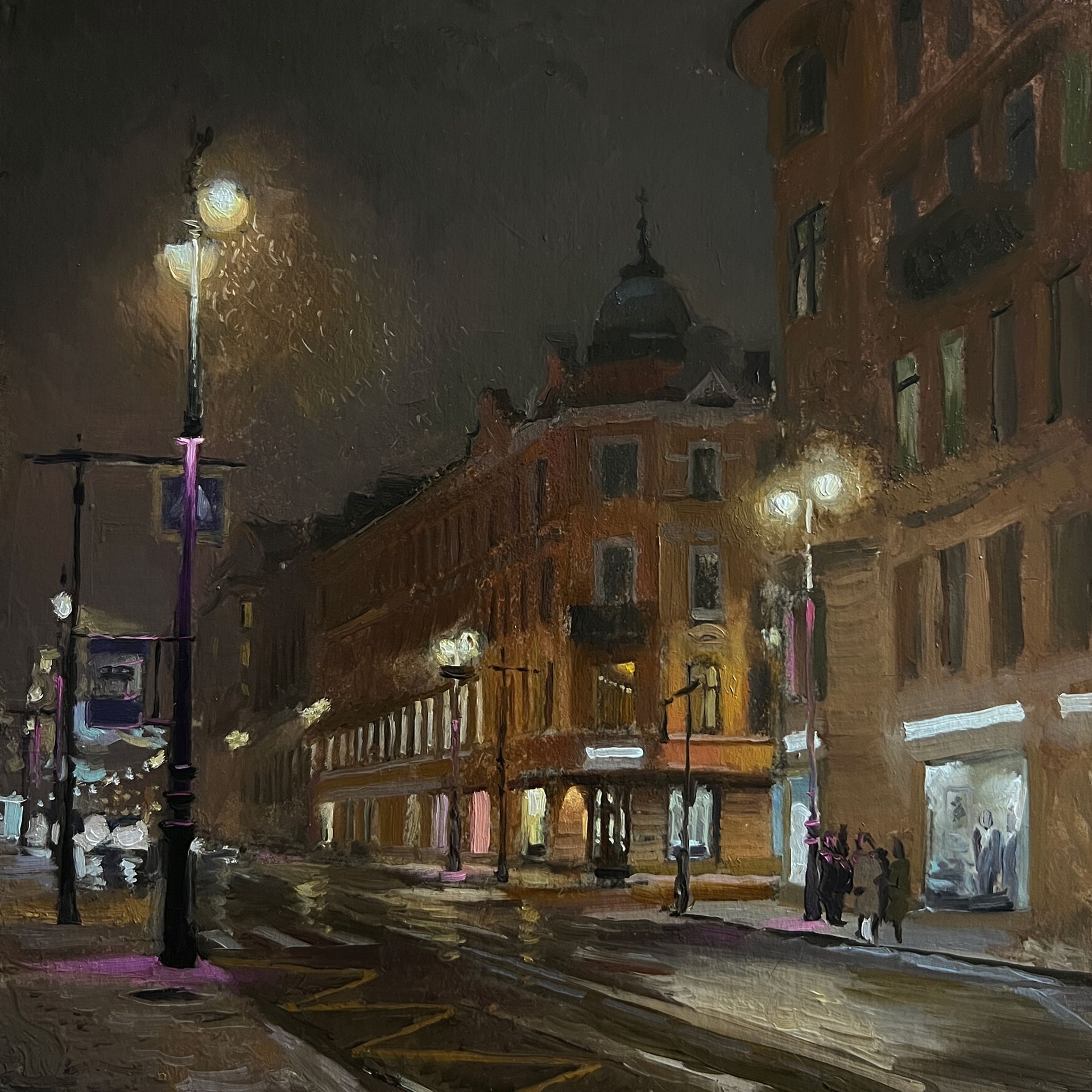 Михаил Псюрников (Картина, живопись - 
                  24.5 x 24.5 см) Ночной город 2