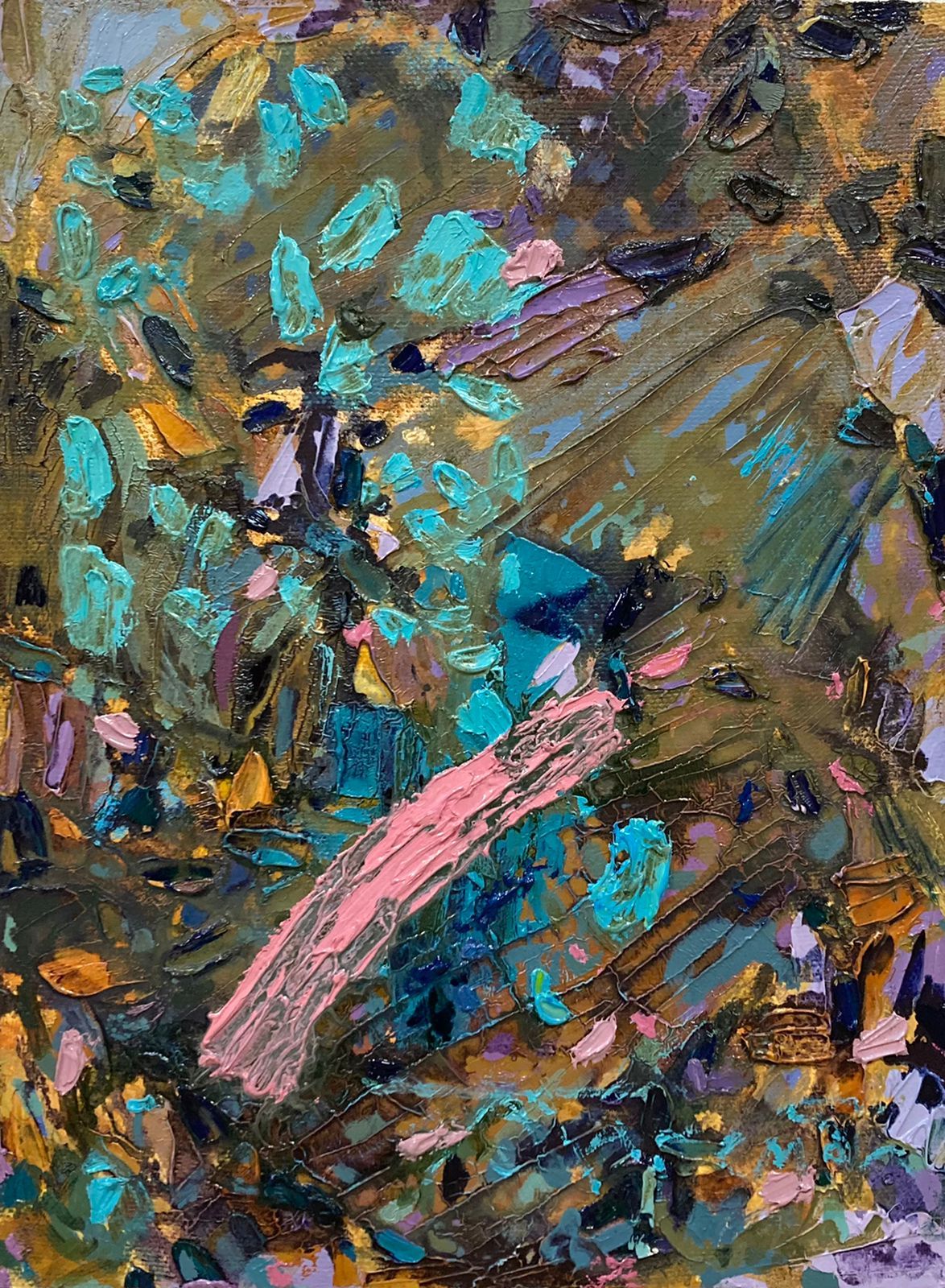Полина Заремба (Картина, живопись - 
                  30 x 40 см) Золото и бирюза
