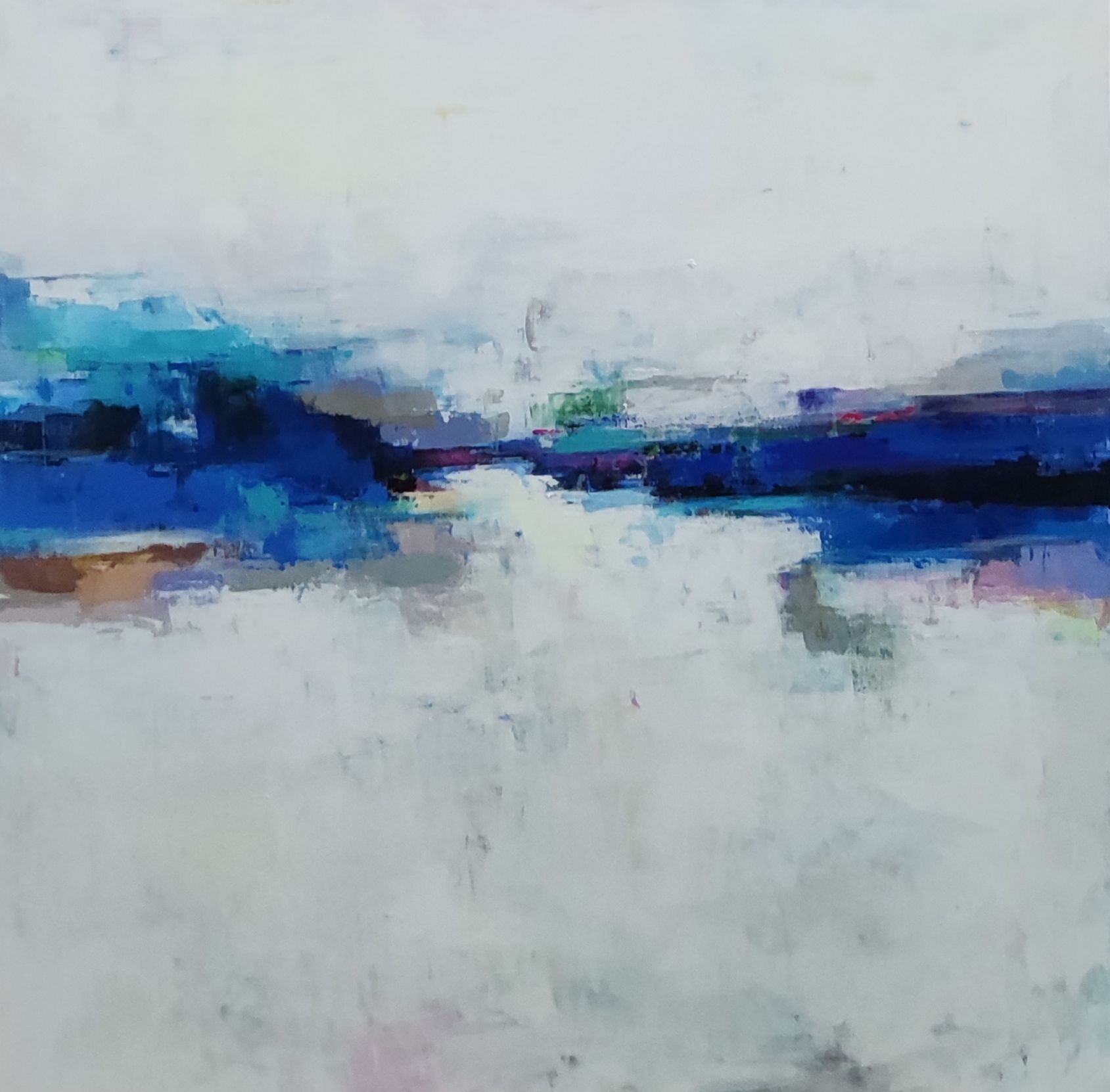 Виктория Шворень (Картина, живопись - 
                  90 x 90 см) Синяя линия ( v.2)