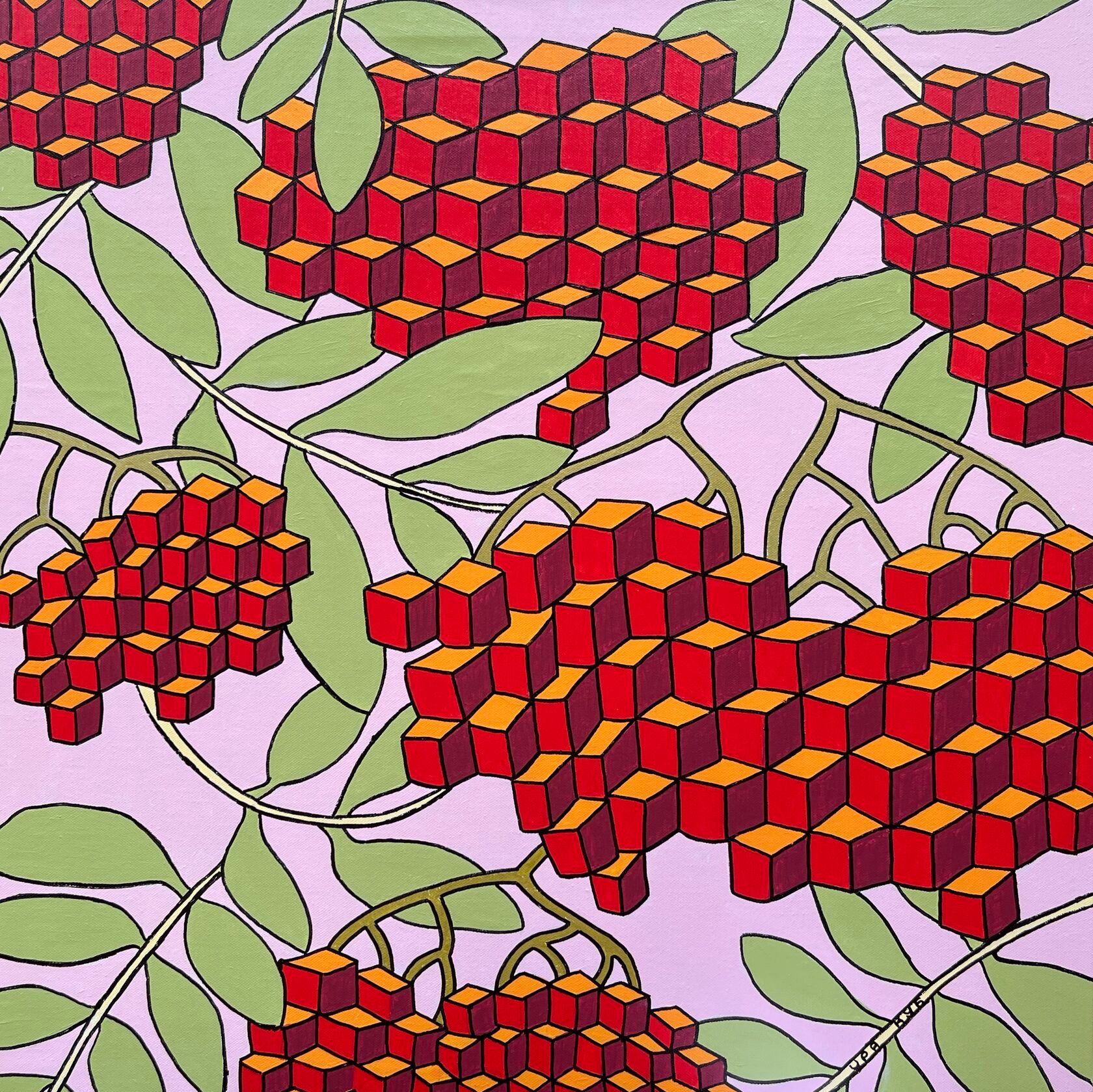 Ира Куб (Картина, живопись - 
                  80 x 80 см) Рябина красная