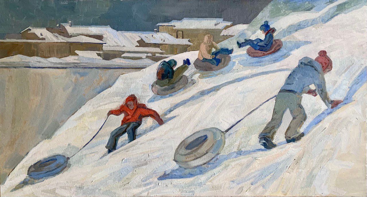 Ева Гец (Картина, живопись - 
                  75 x 43 см) Зимние каникулы