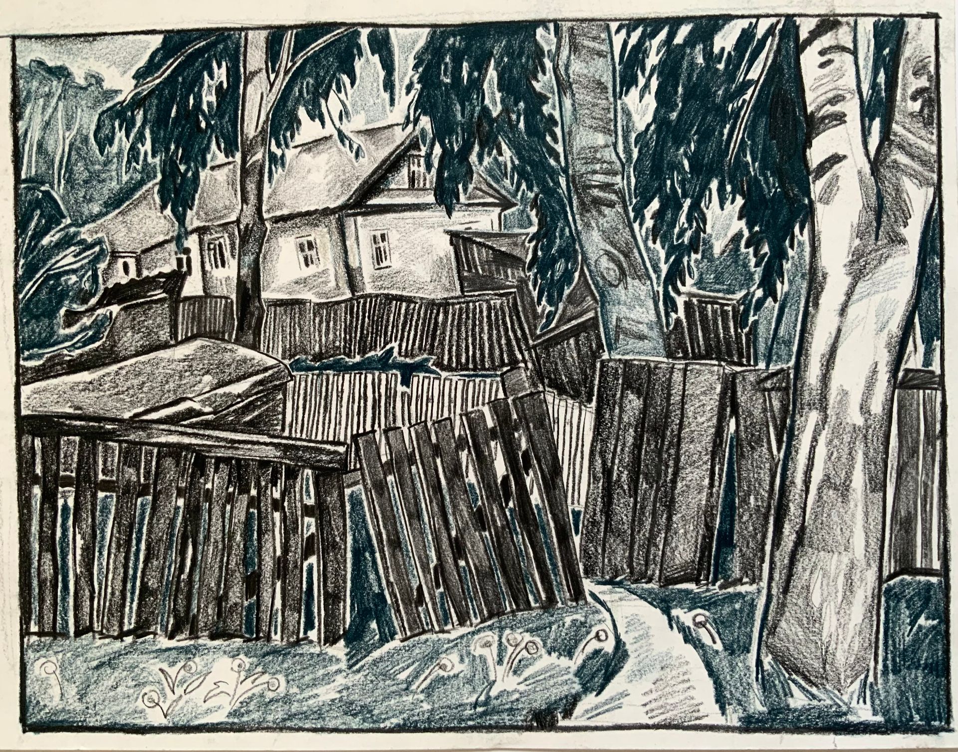Елизавета Тульчинская (Авторская графика - 
                  31 x 23.5 см) Великий Устюг. Двор