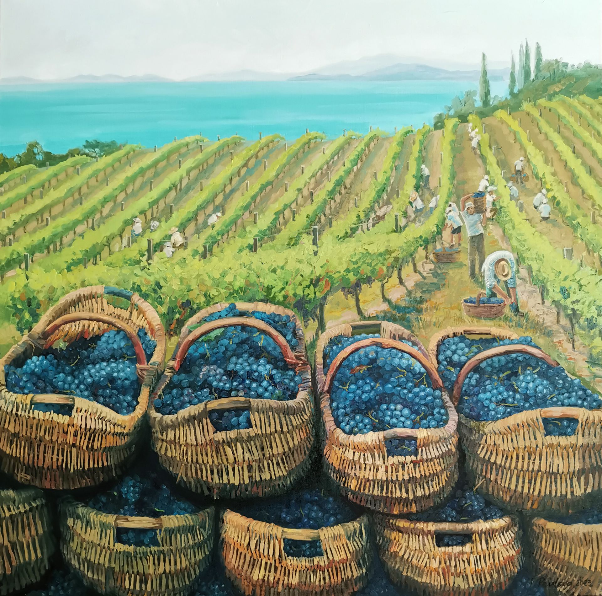 Татьяна Павлова (Картина, живопись - 
                  100 x 100 см) Богатый урожай