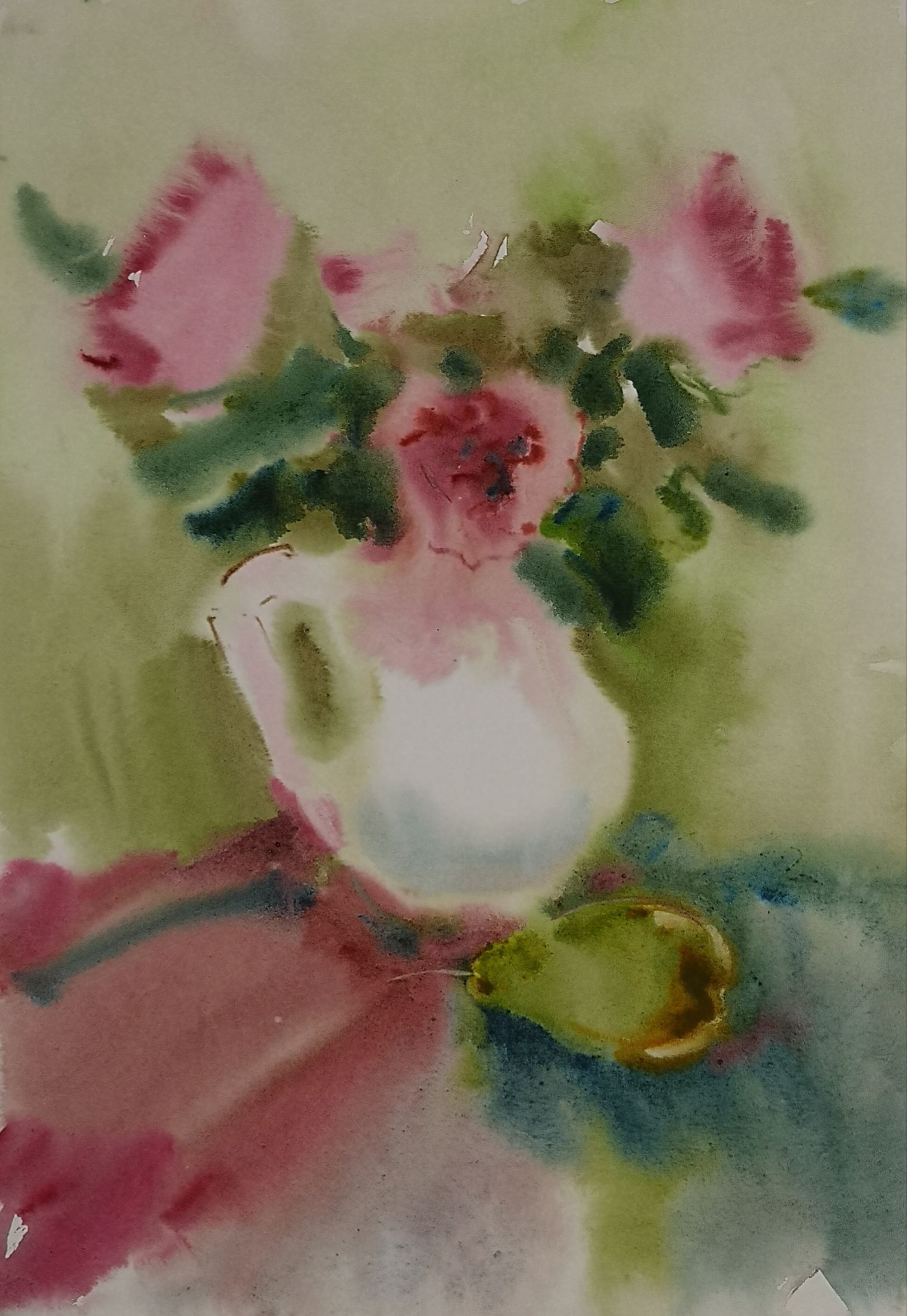 Елена Санина (Авторская графика - 
                  30 x 42 см) В белой вазе