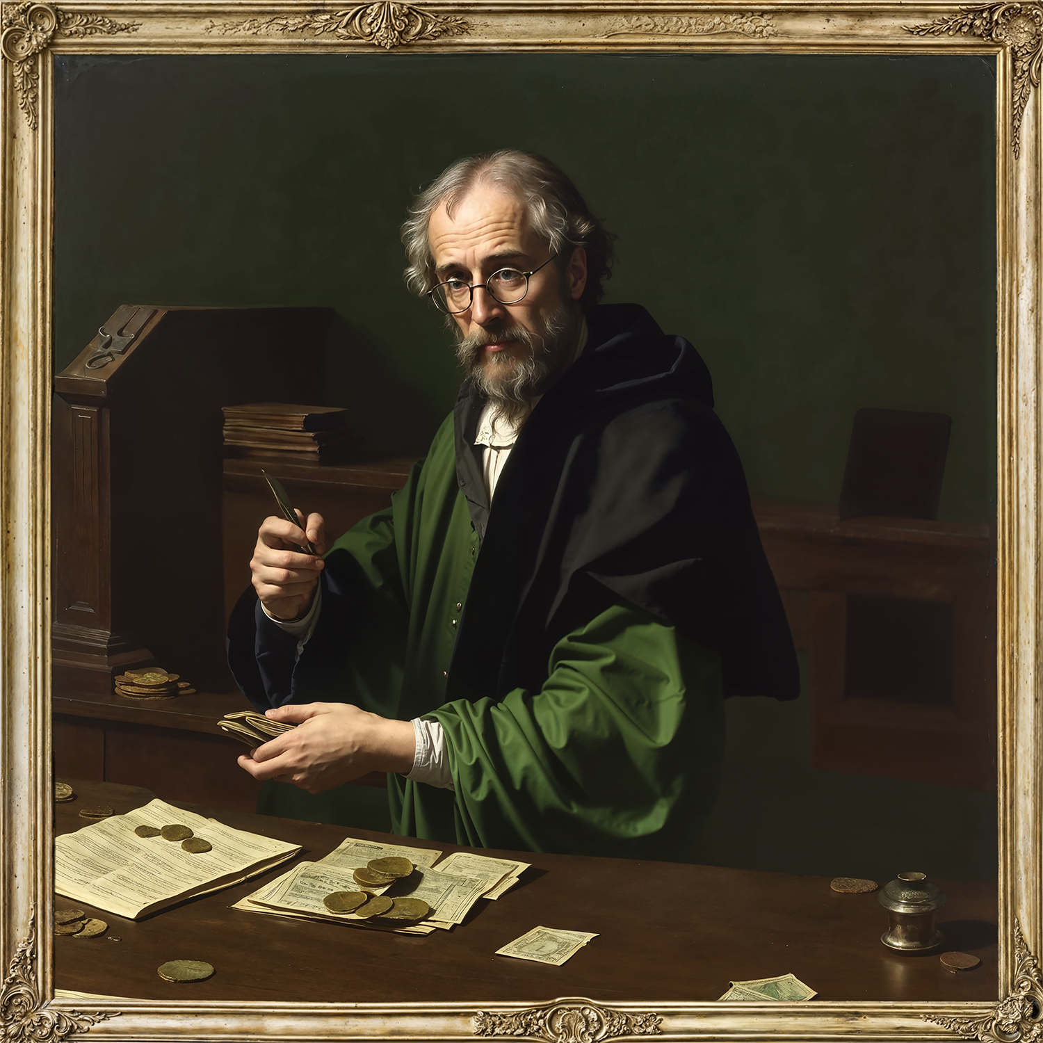 Ринат Абдрахманов (Rinatto L'bank) (Графика цифровая (принты) - 
                  50 x 50 см) Алхимия капиталов: бухгалтерия призраков