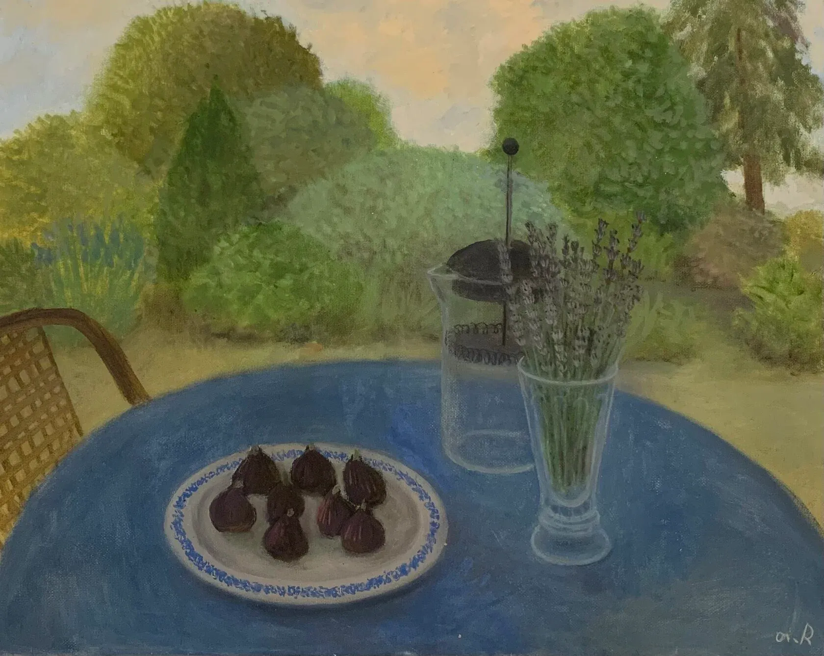 Тина Чхиквишвили (Картина, живопись - 
                  50 x 40 см) Still life with figs and lavander