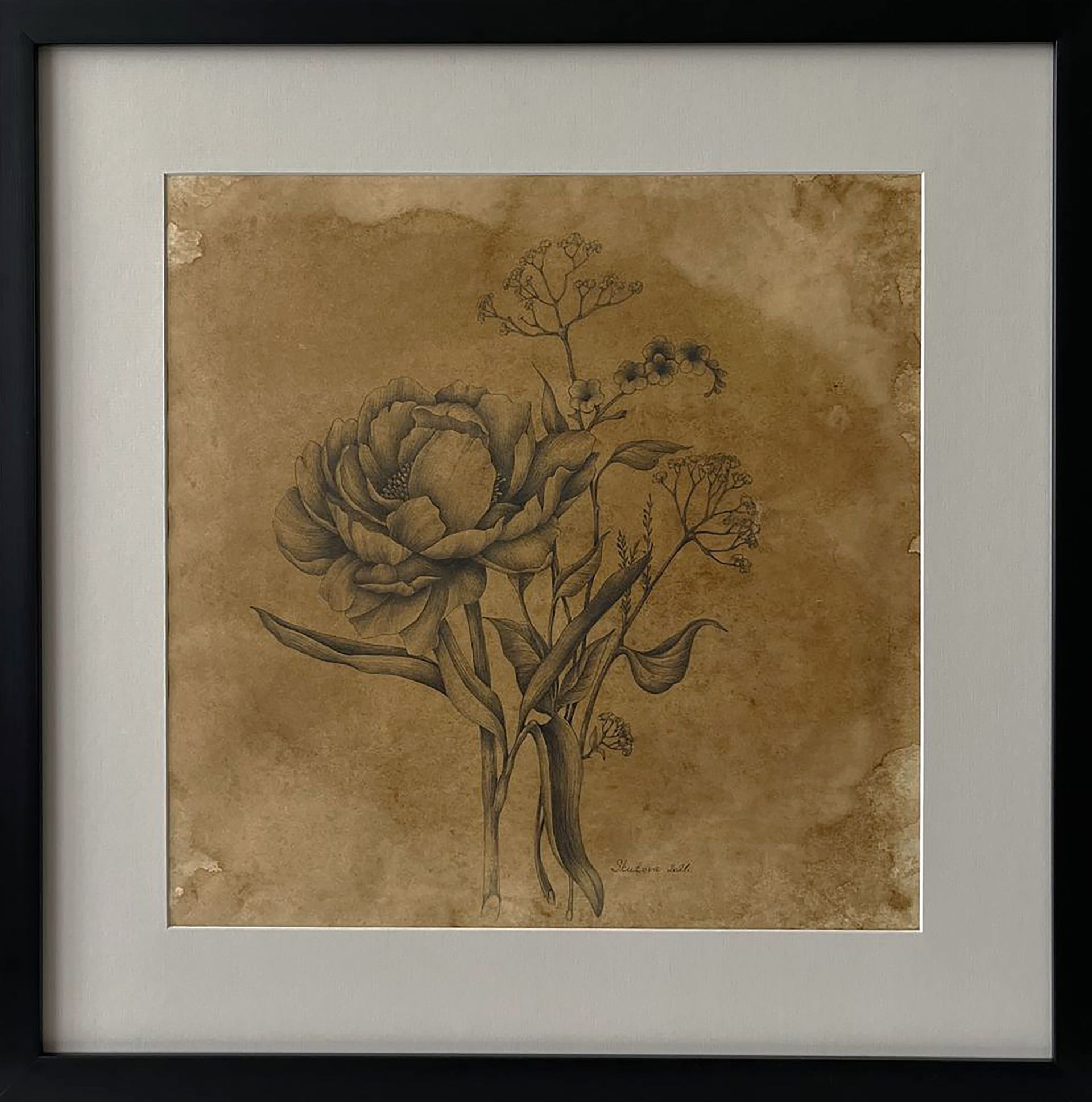 ELENA SKUTOVA (Авторская графика - 
                  57 x 57 см) Flowers #4
